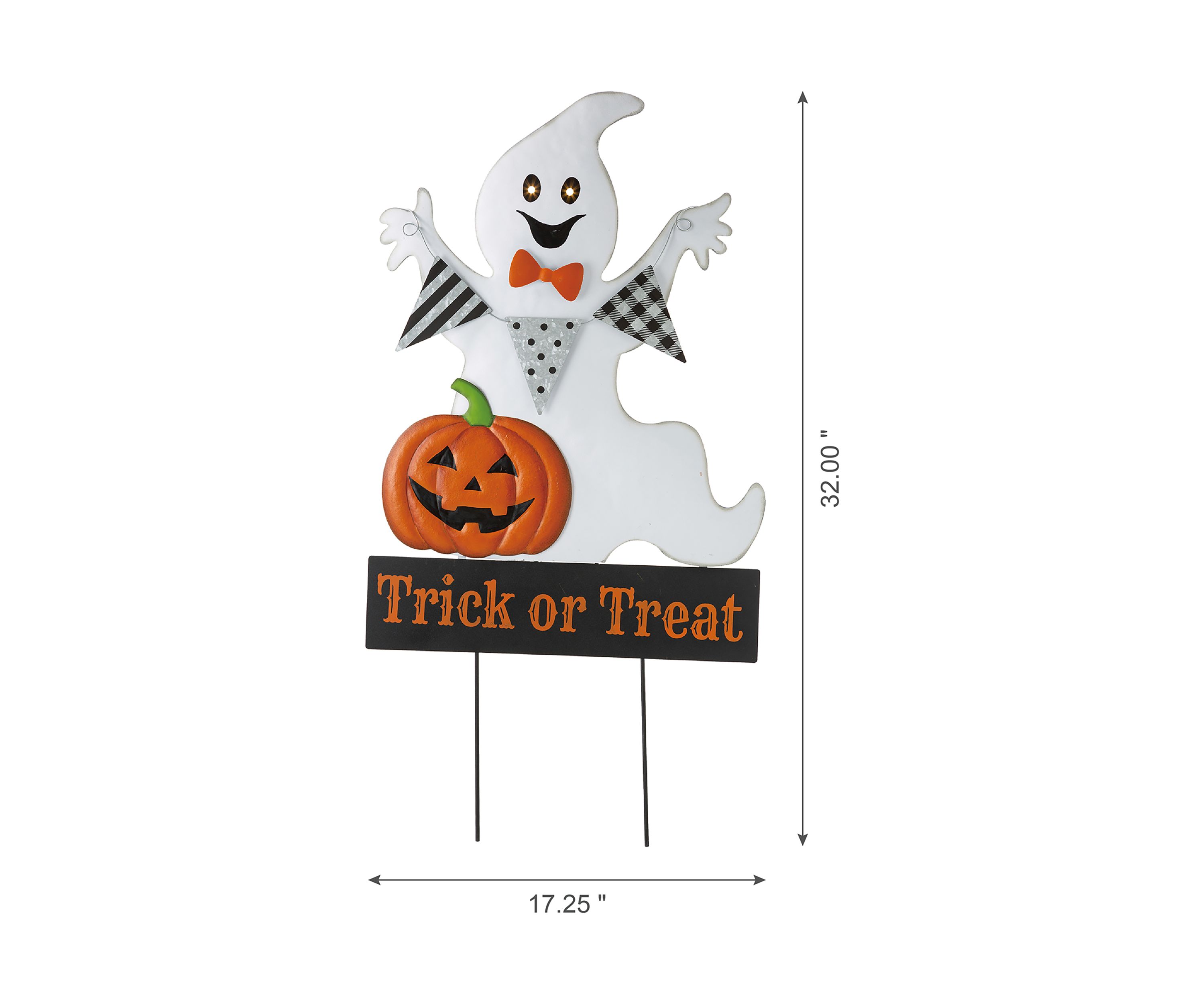Lighted Halloween Metal Ghost Yard Stake or Hanging Décor