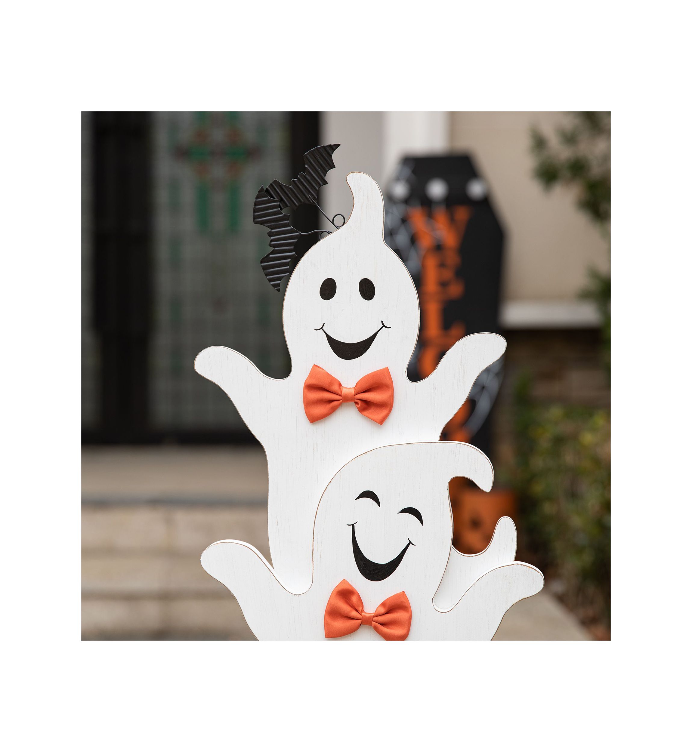 Halloween Wooden Stacked Ghost Porch Decor