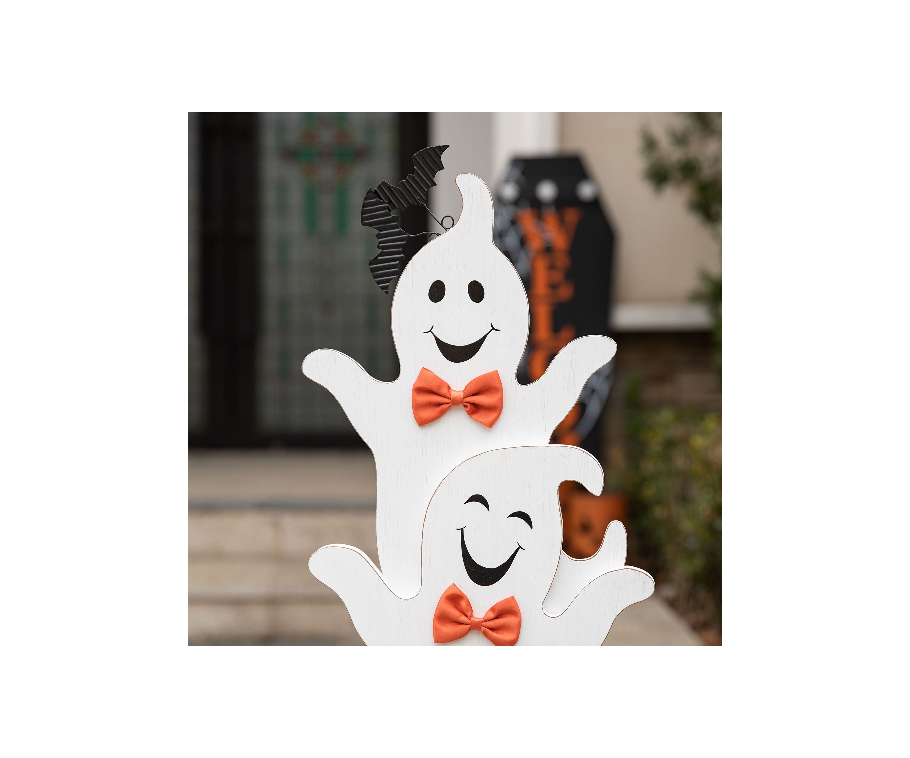 Halloween Wooden Stacked Ghost Porch Decor