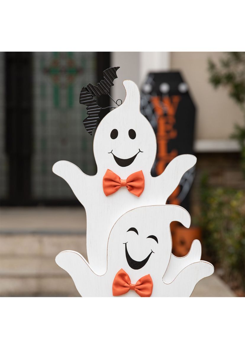 Halloween Wooden Stacked Ghost Porch Decor