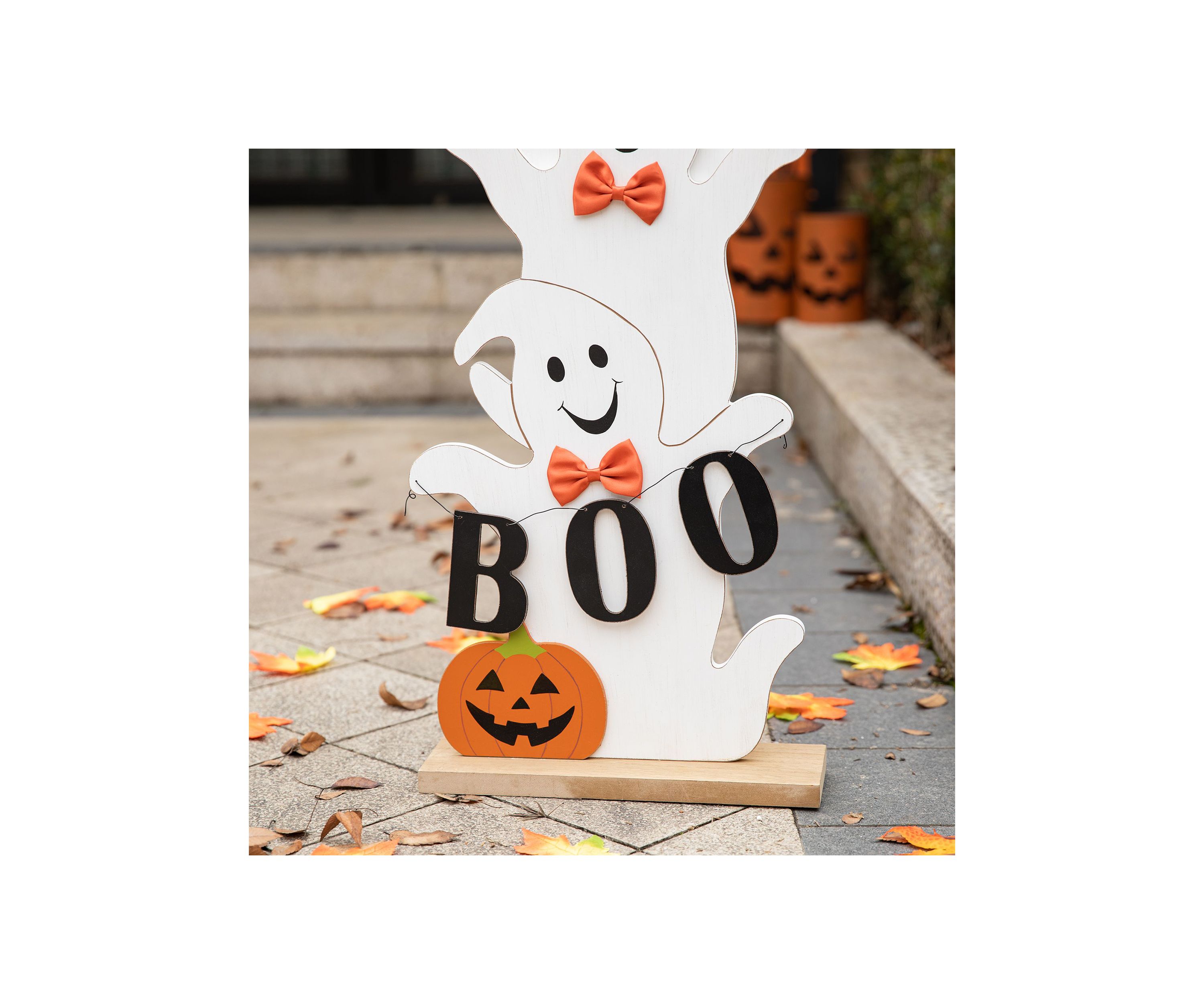 Halloween Wooden Stacked Ghost Porch Decor