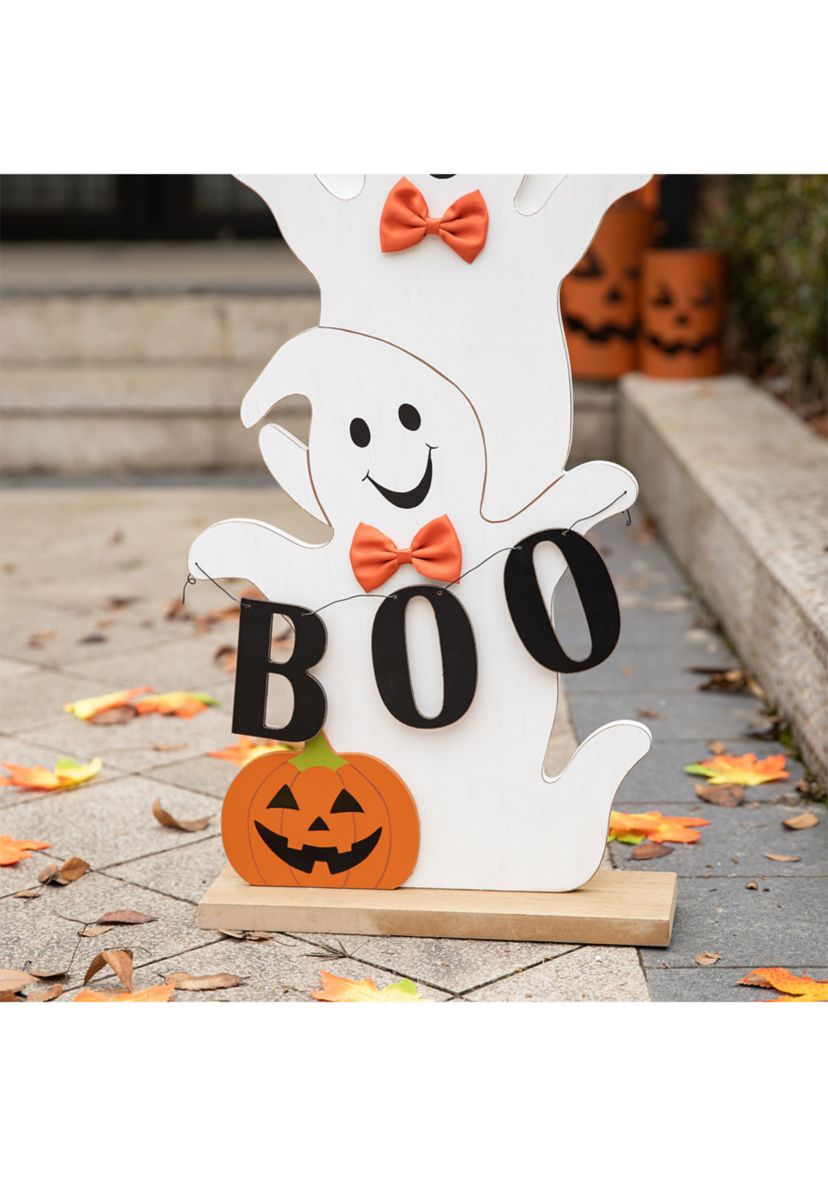 Halloween Wooden Stacked Ghost Porch Decor