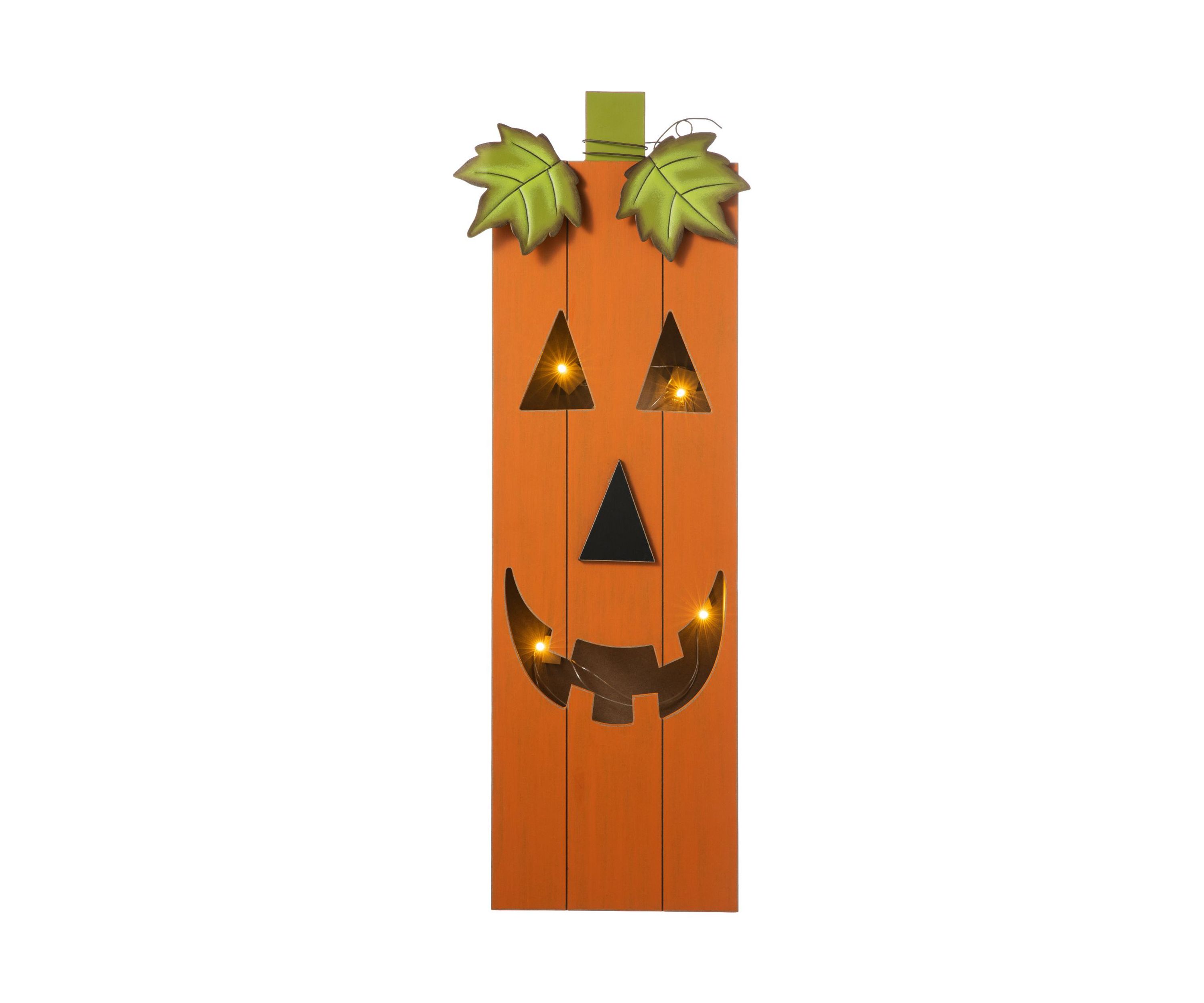 Lighted Halloween Wooden Pumpkin Porch Decor
