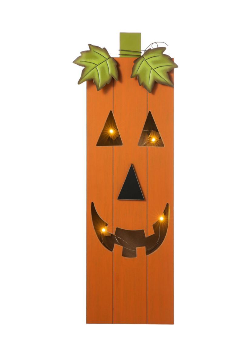 Lighted Halloween Wooden Pumpkin Porch Decor