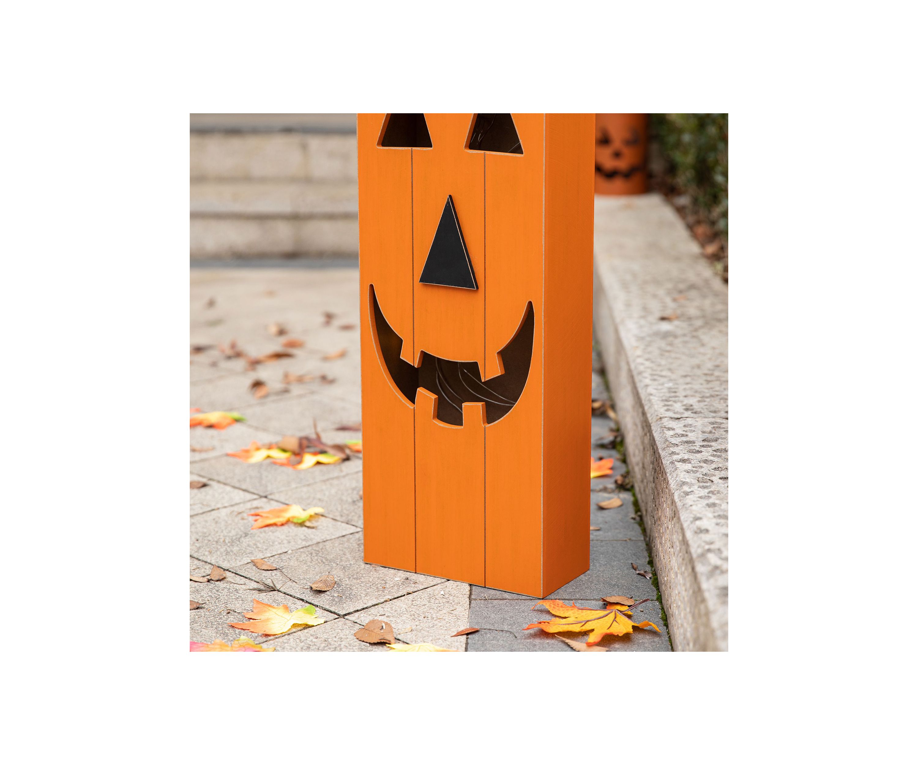 Lighted Halloween Wooden Pumpkin Porch Decor