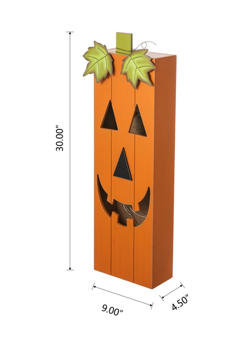 Lighted Halloween Wooden Pumpkin Porch Decor