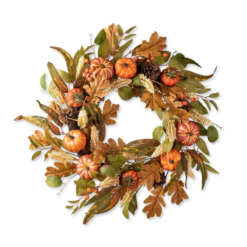 24"D Fall Pumpkin Leaf Floral Wreath
