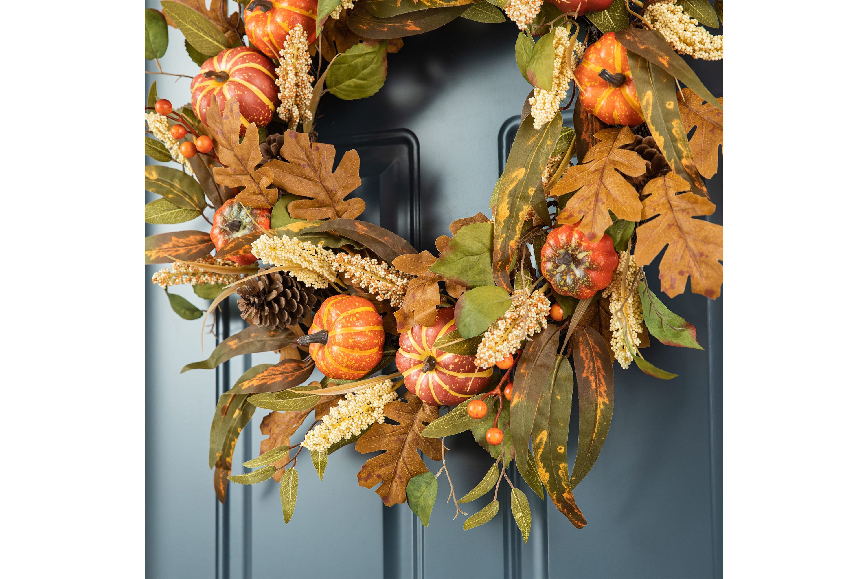 24"D Fall Pumpkin Leaf Floral Wreath