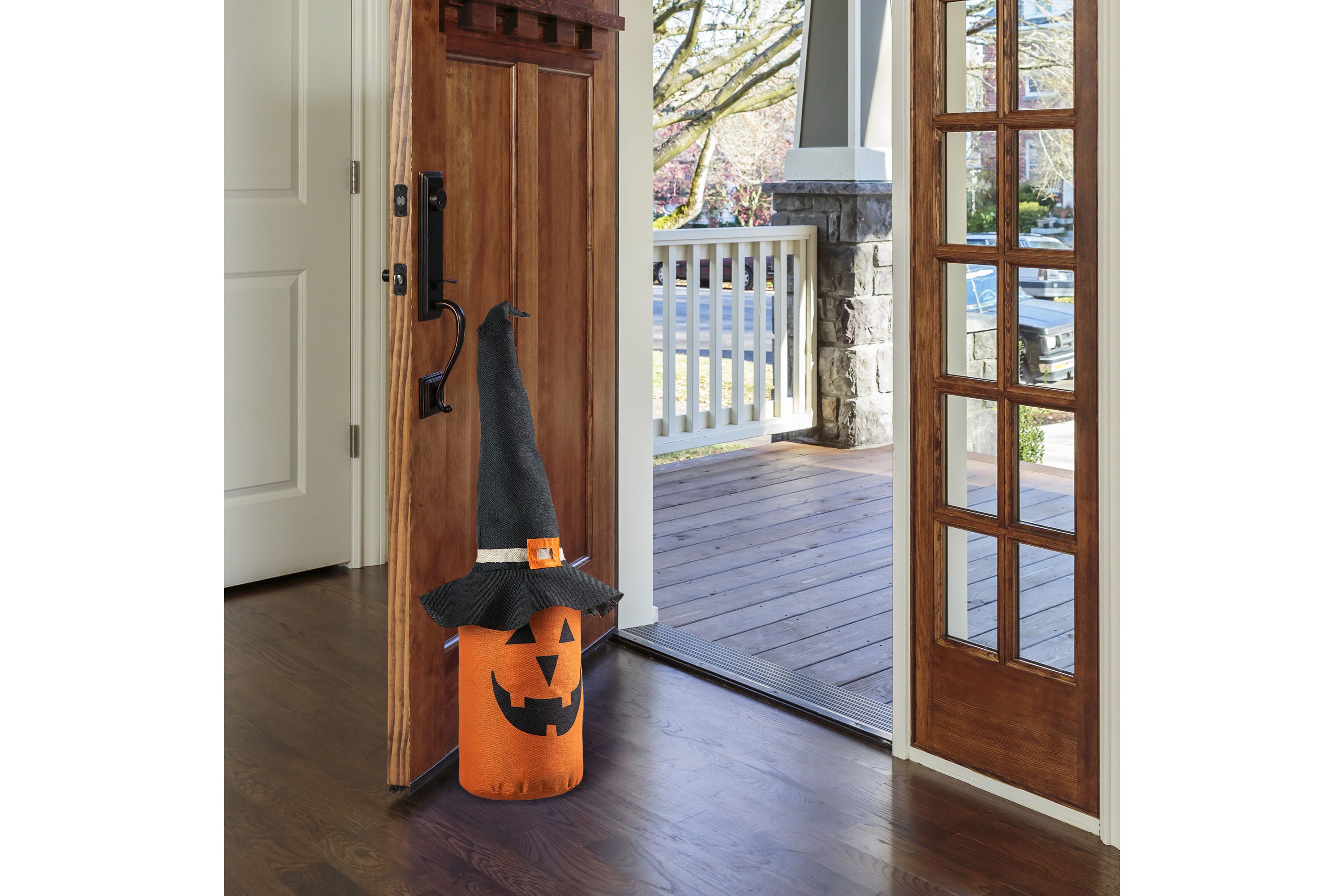 24"H Halloween Linen Jack-O-Lantern Doorstop Porch Decor