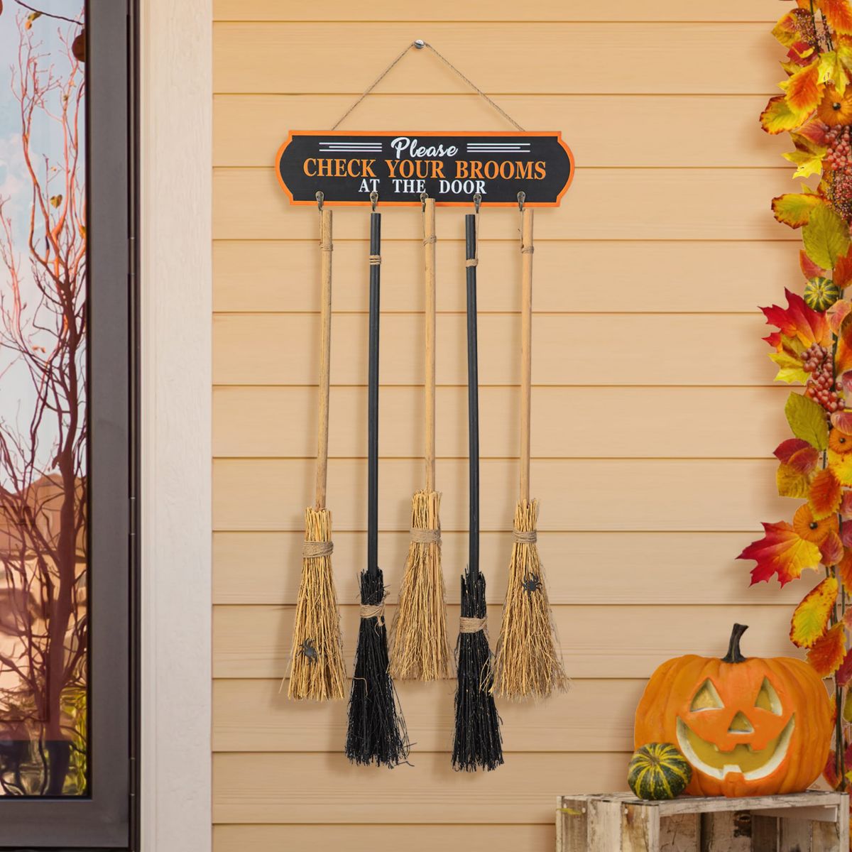 42"H Halloween Wooden Brooms Parking Porch Decor(KD)