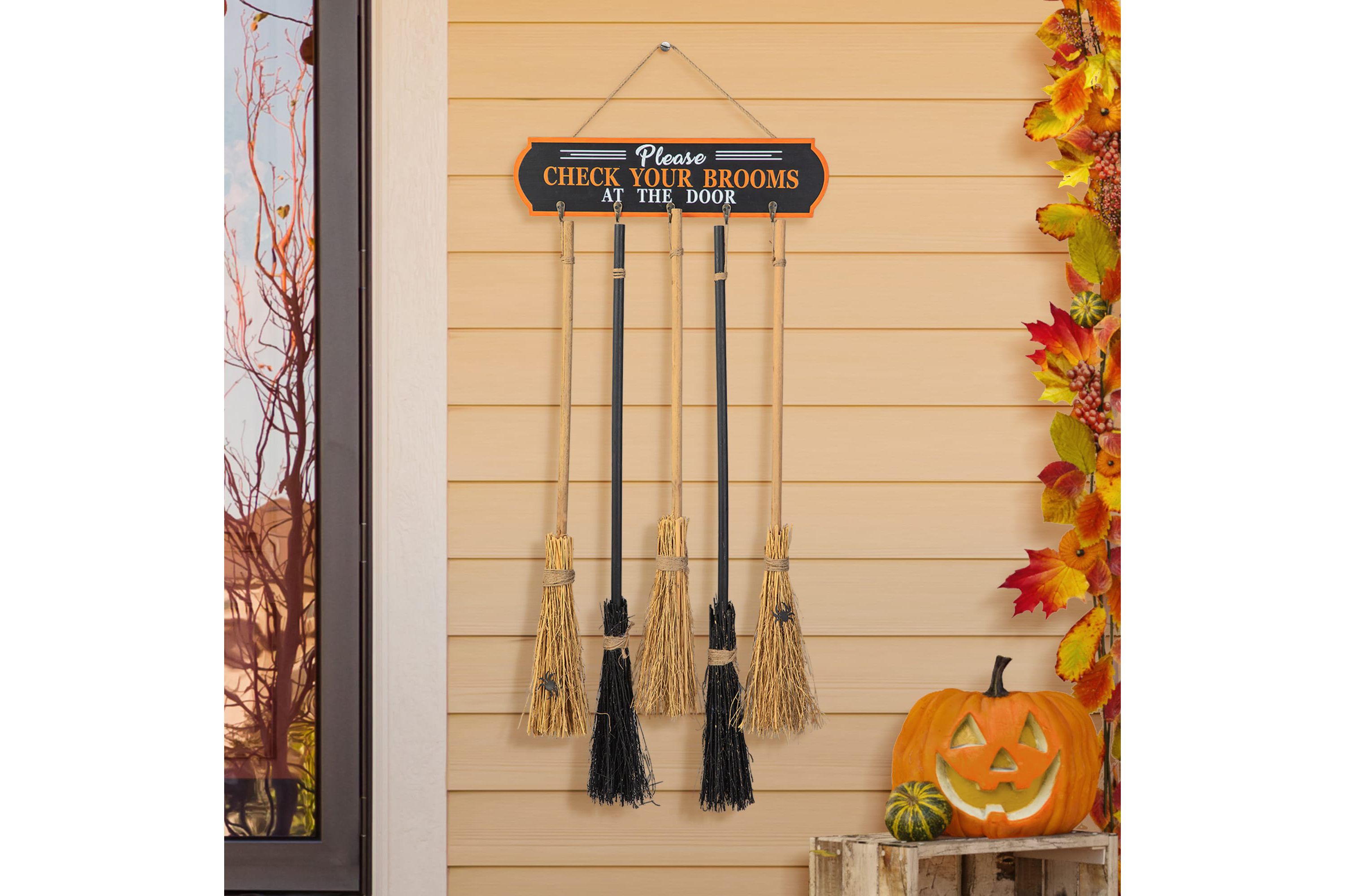 42"H Halloween Wooden Brooms Parking Porch Decor(KD)