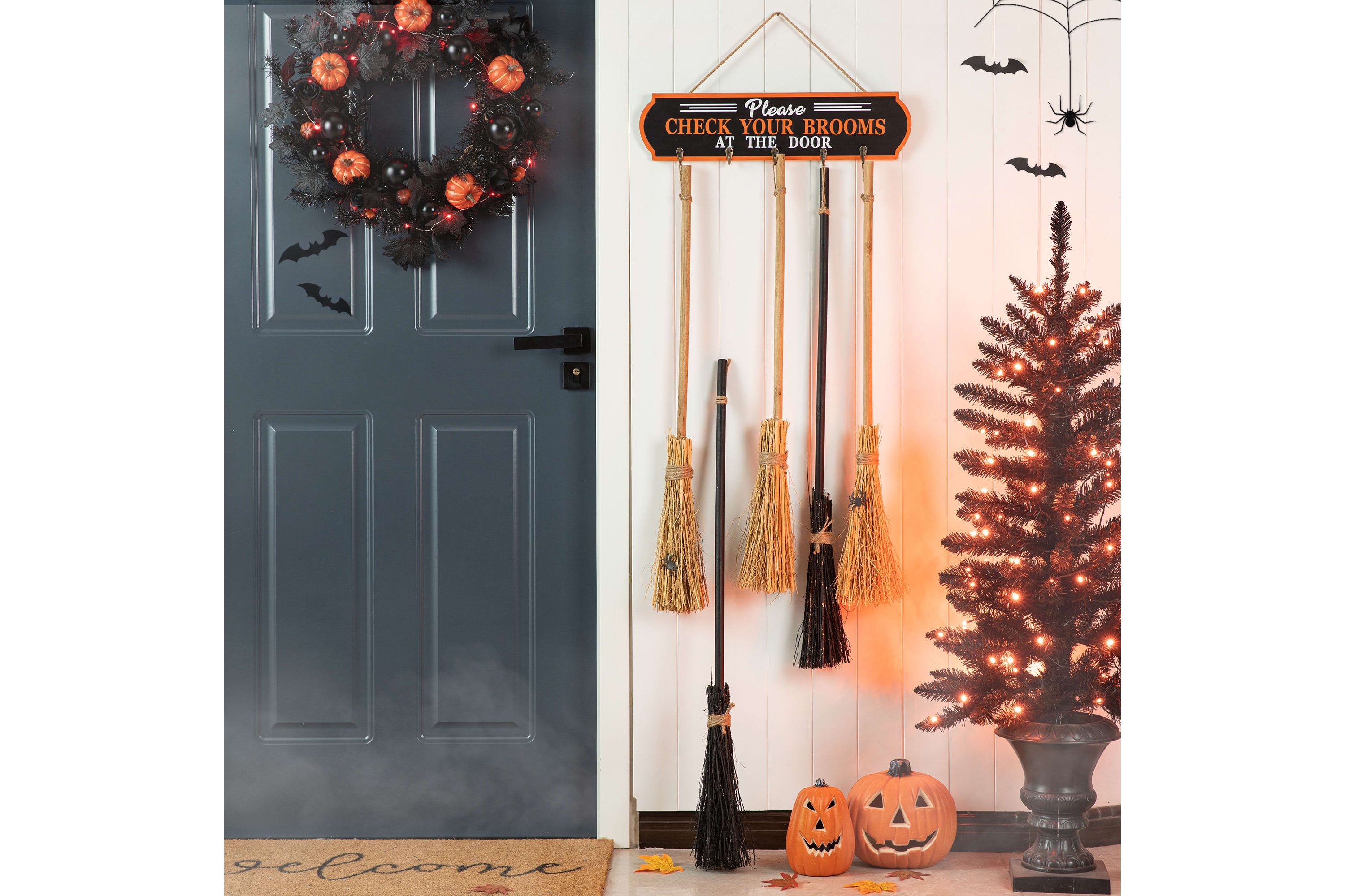 42"H Halloween Wooden Brooms Parking Porch Decor(KD)