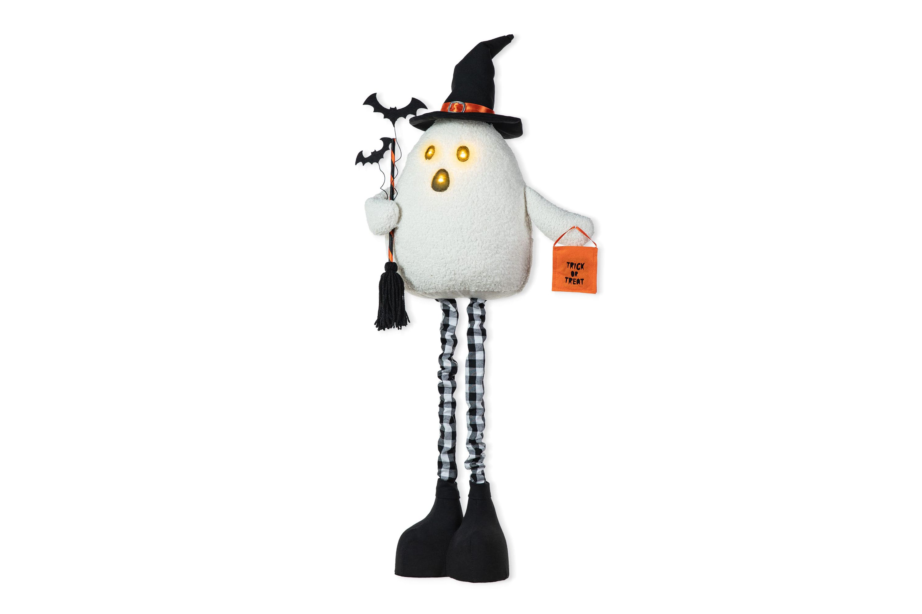38"H Lighted Halloween Fabric Ghost Standing Decor, With Telescoping Legs and Timer