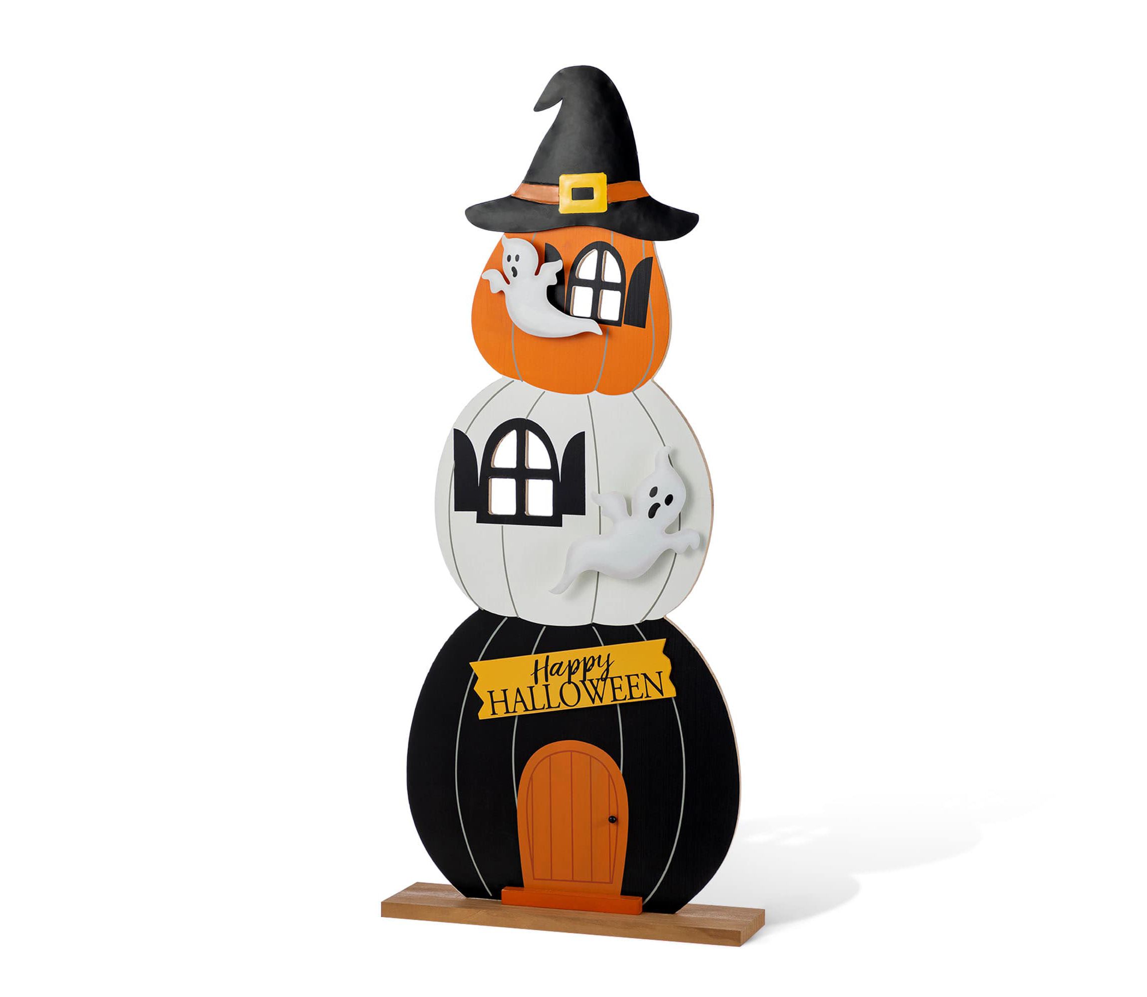 35"H Halloween Wooden Pumpkin Haunted House Porch Decor