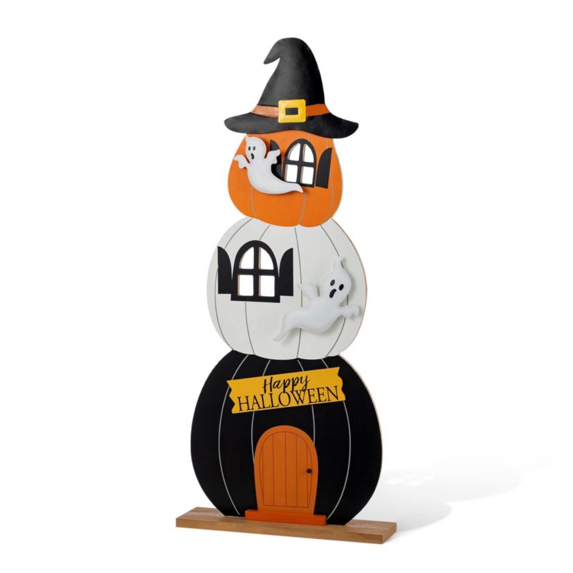 35"H Halloween Wooden Pumpkin Haunted House Porch Decor