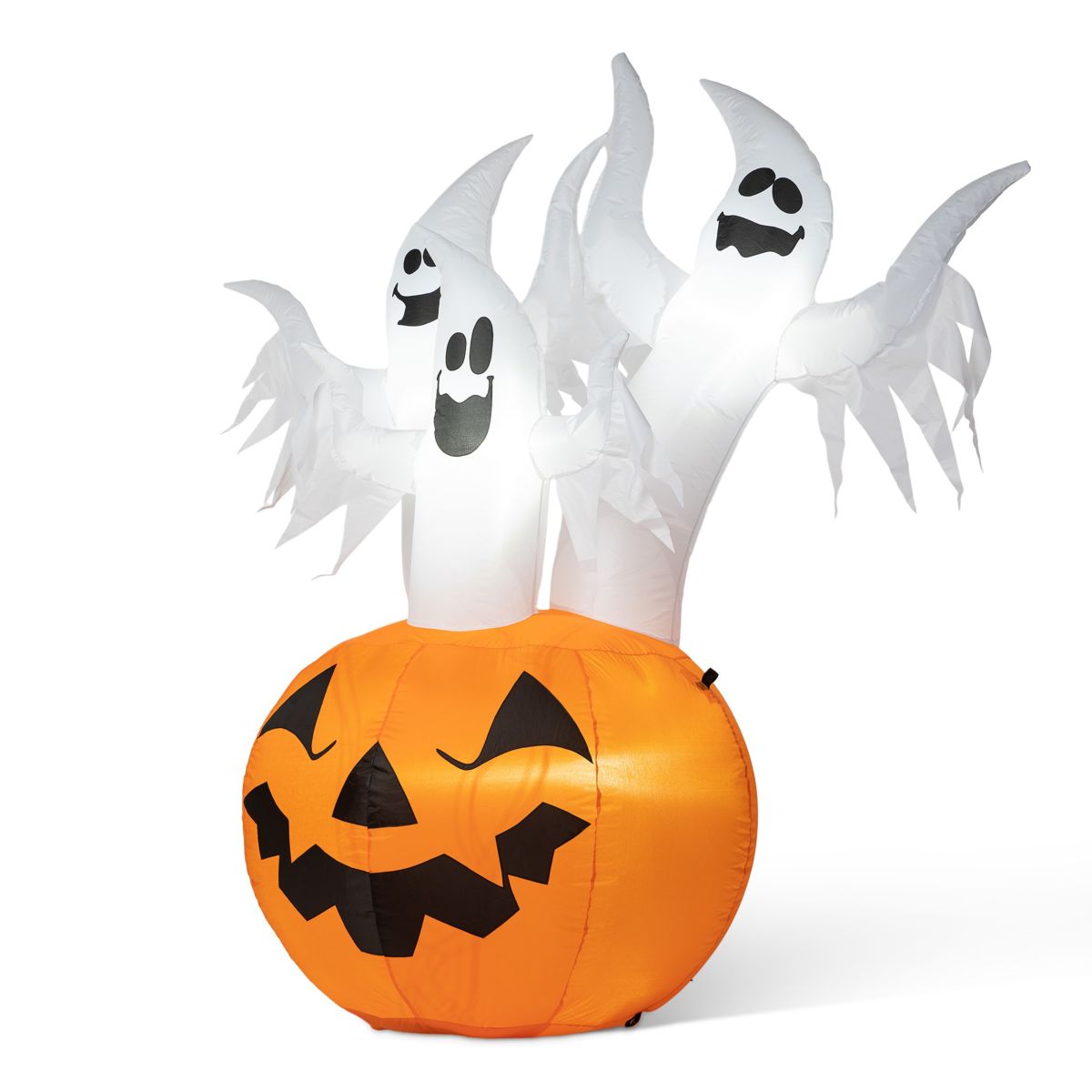 6FT Lighted 3 Ghosts In Jack-O-Lantern Pumpkin with Scream Inflatable Decor