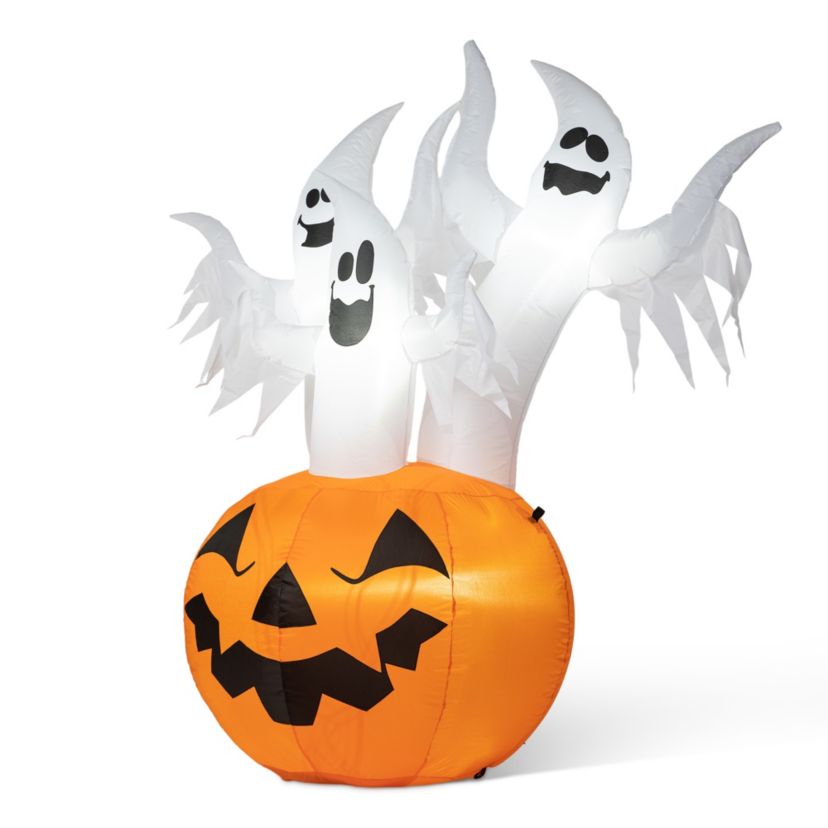 6FT Lighted 3 Ghosts In Jack-O-Lantern Pumpkin with Scream Inflatable Decor