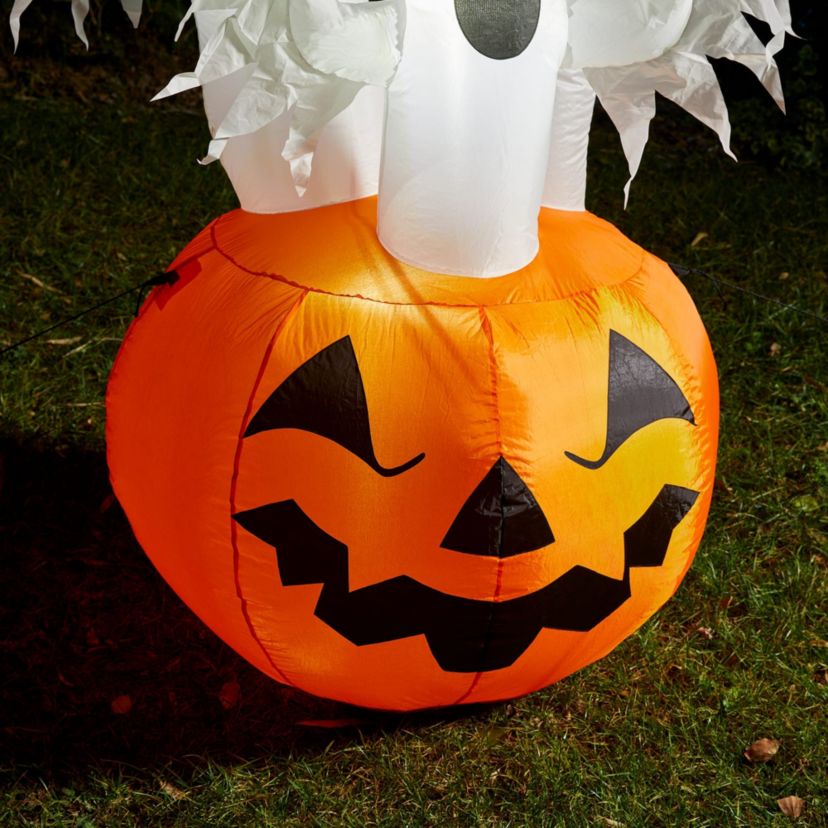 6FT Lighted 3 Ghosts In Jack-O-Lantern Pumpkin with Scream Inflatable Decor