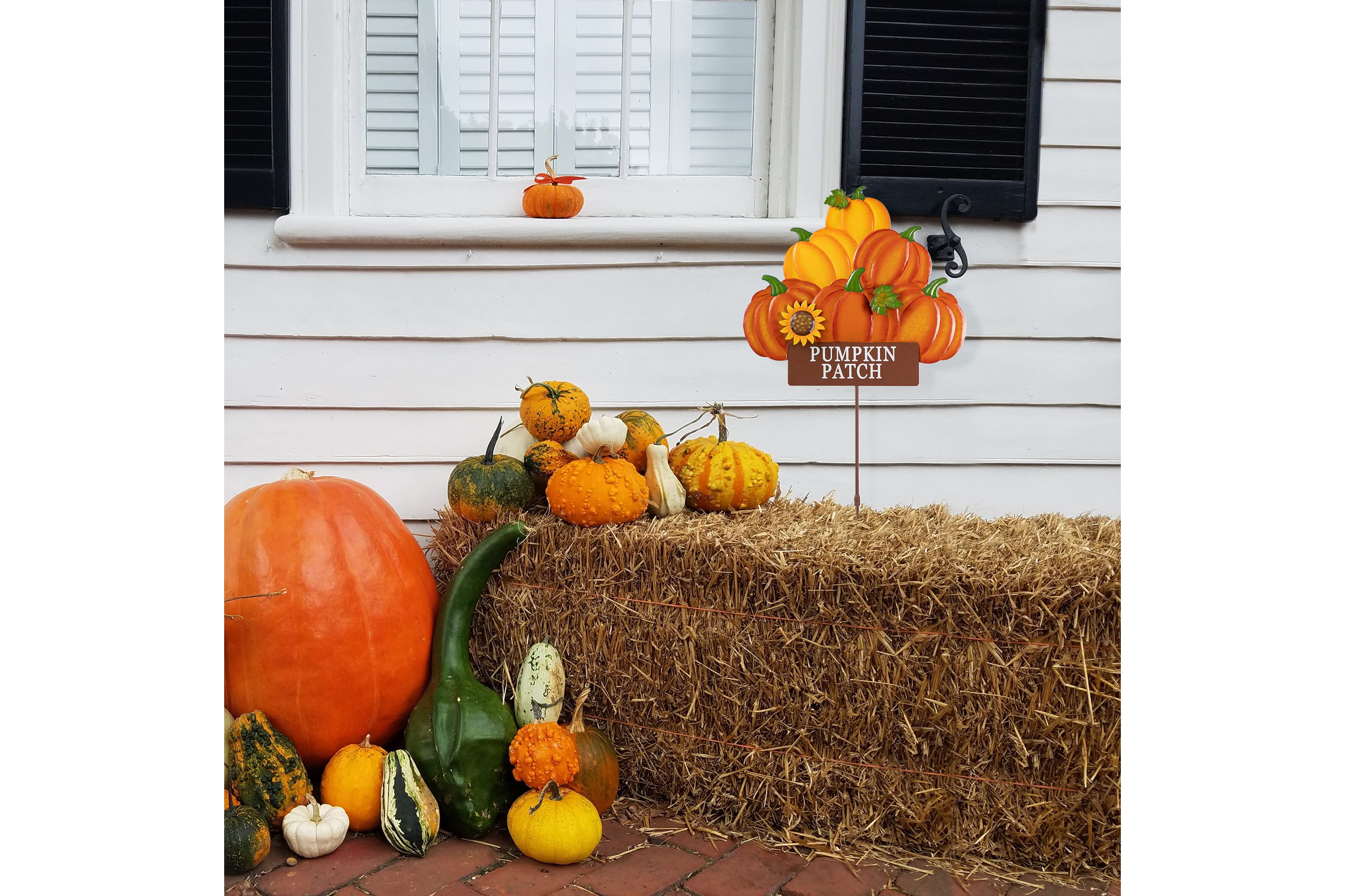 42"H Fall Metal Pumpkins Stack Yard Stake(KD, Two function)