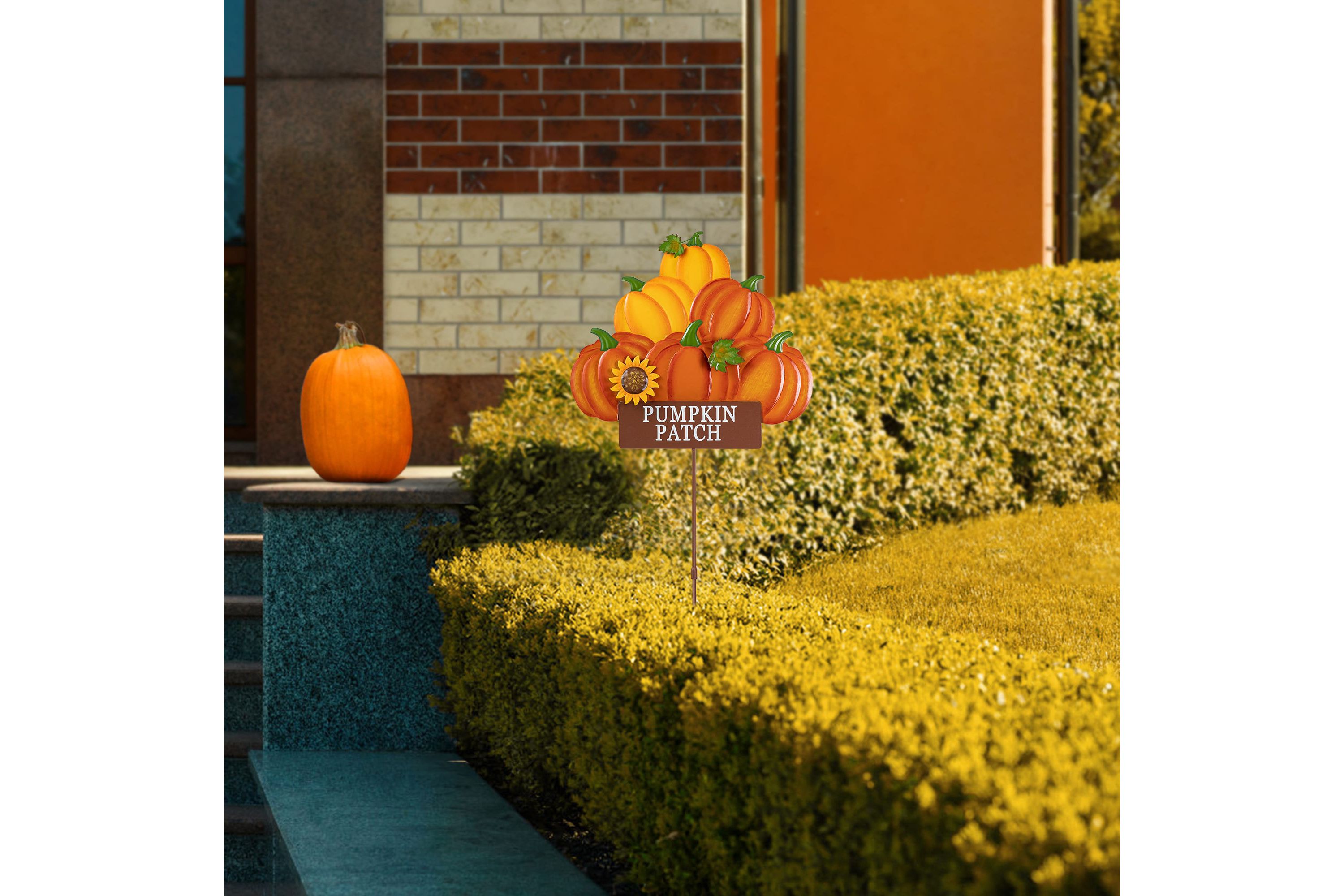 42"H Fall Metal Pumpkins Stack Yard Stake(KD, Two function)