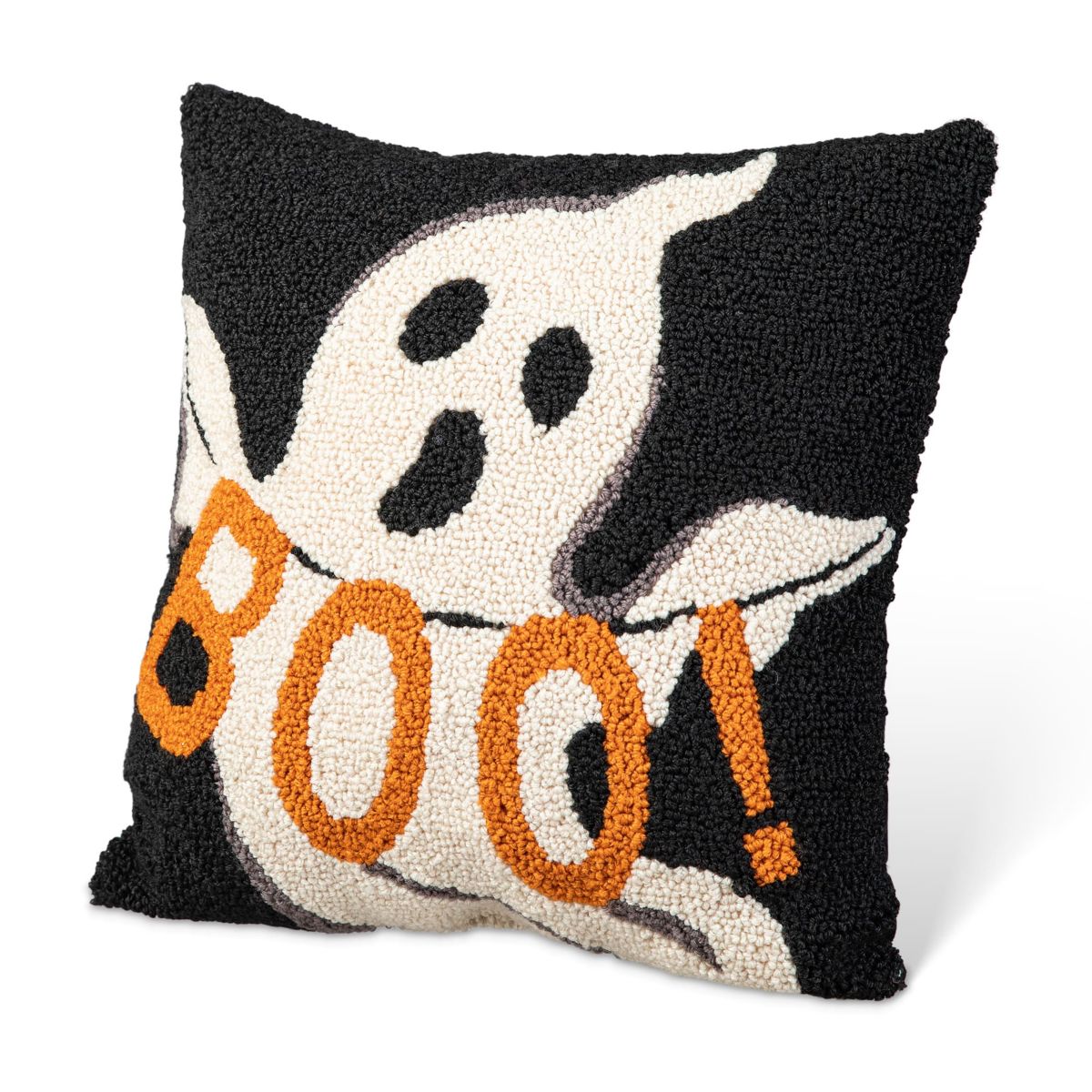 14"H Hooked Halloween Ghost "BOO" Pillow