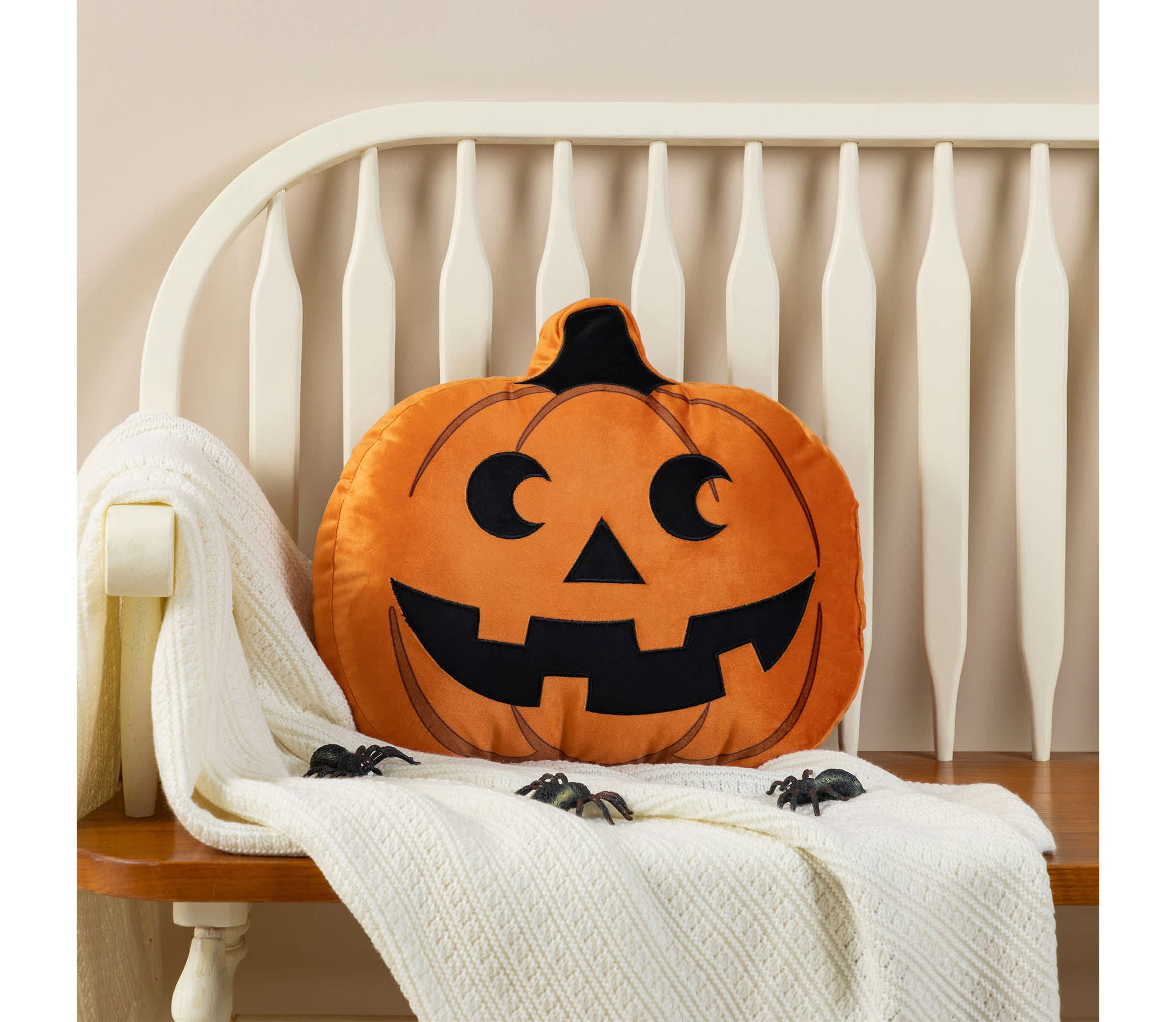 15.5"L Fall and Halloween Fabric Double Sided Pumpkin Pillow
