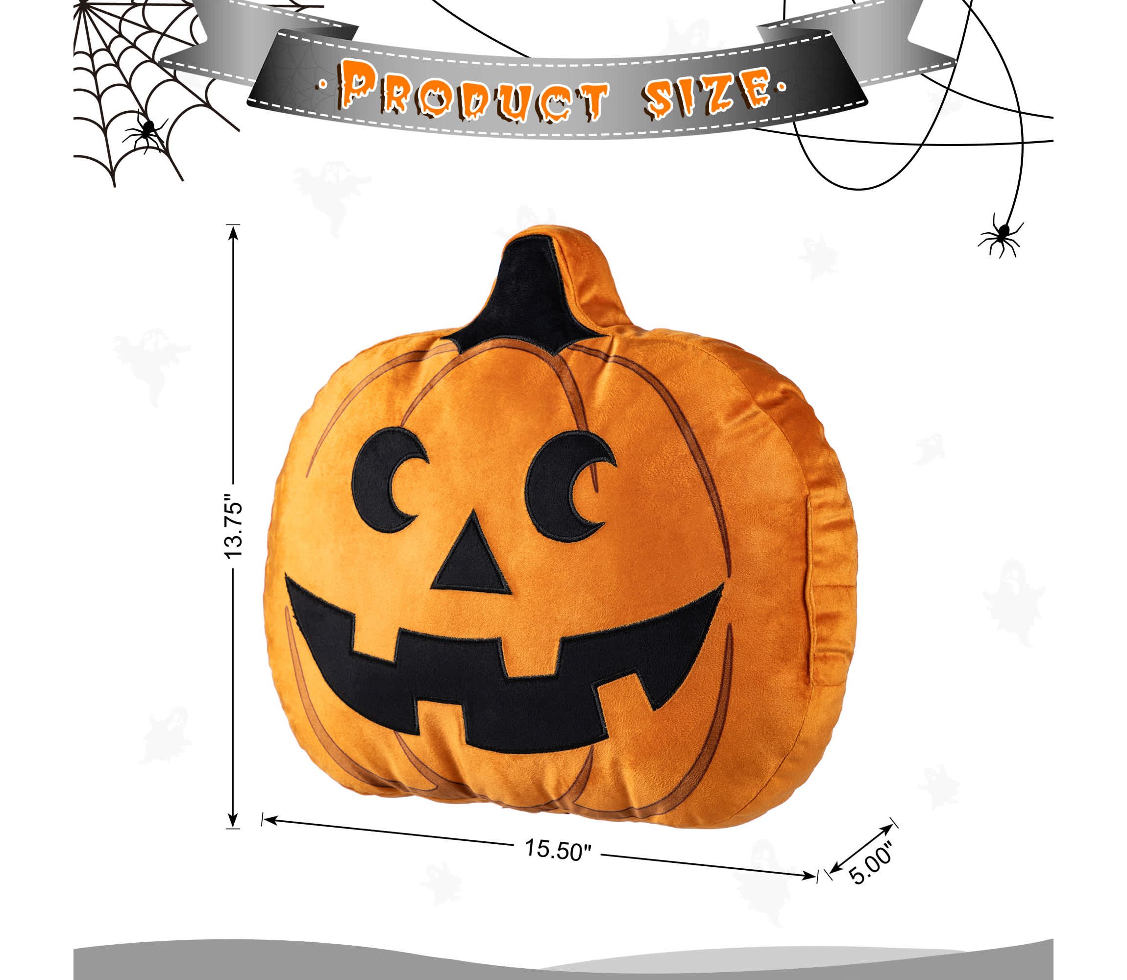 15.5"L Fall and Halloween Fabric Double Sided Pumpkin Pillow