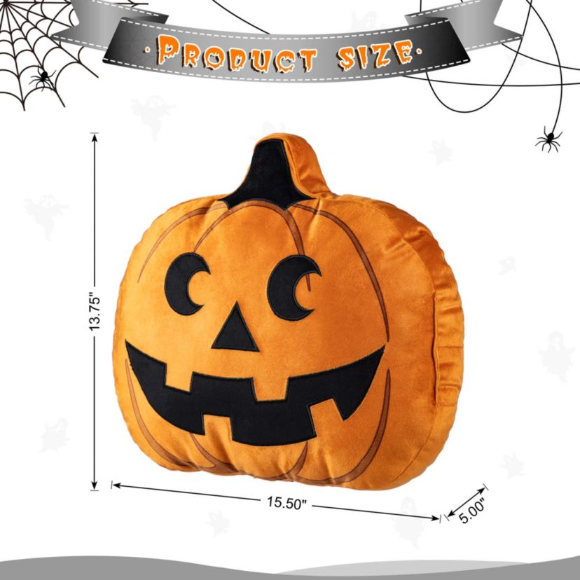 15.5"L Fall and Halloween Fabric Double Sided Pumpkin Pillow
