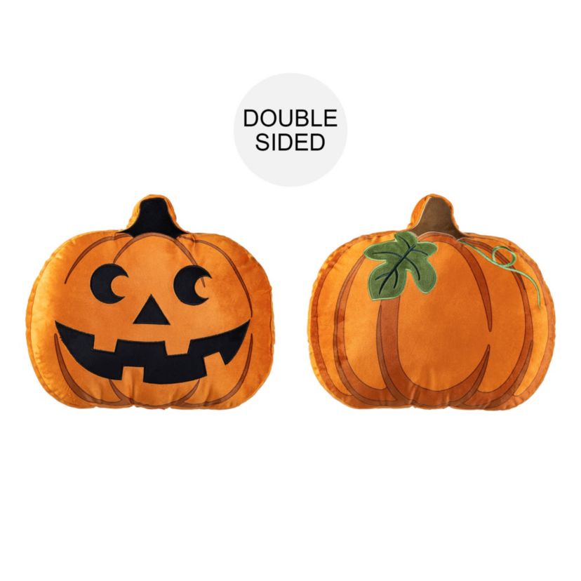 15.5"L Fall and Halloween Fabric Double Sided Pumpkin Pillow