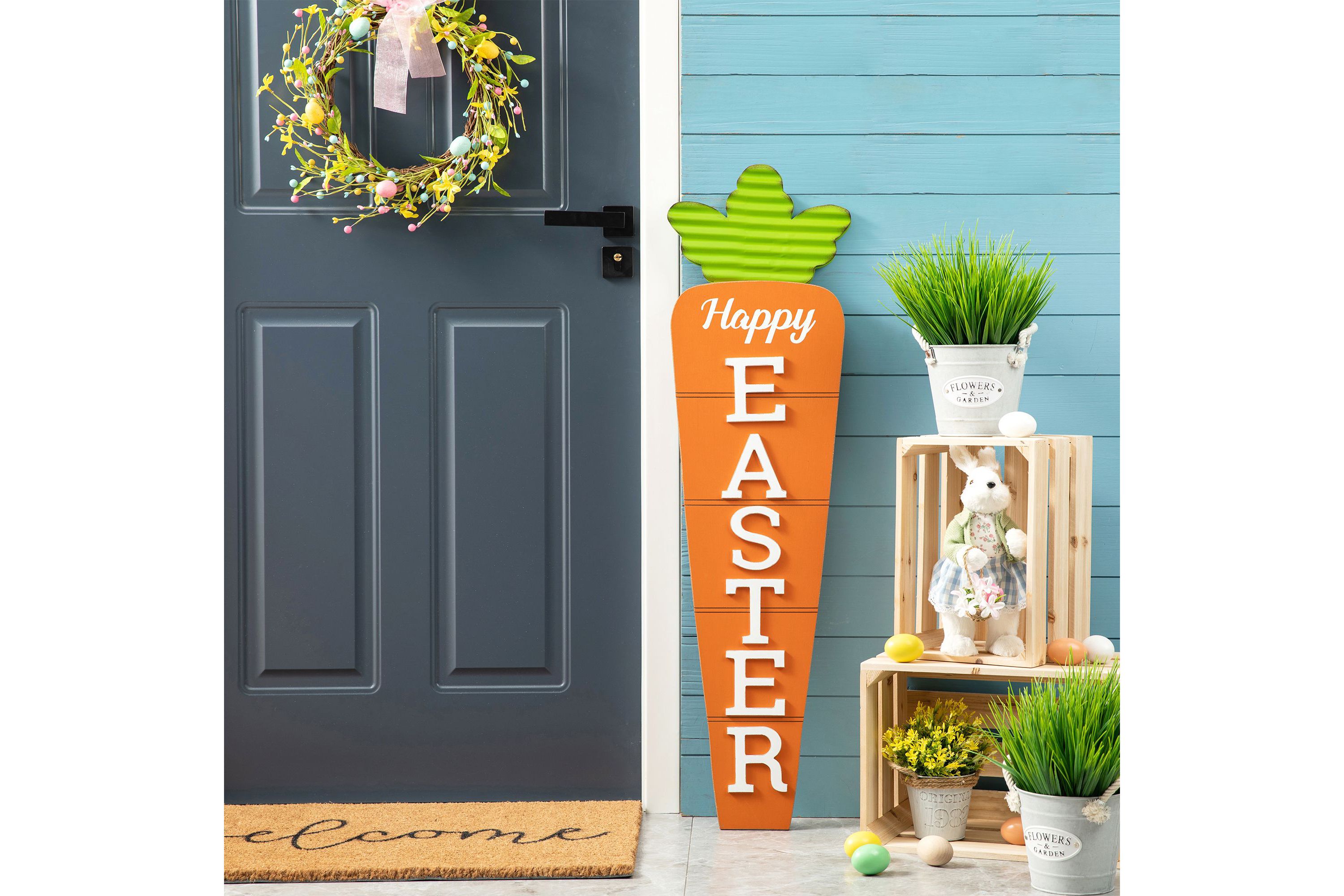 41.5"H Easter Wooden and Metal Carrot Porch Decor(KD)