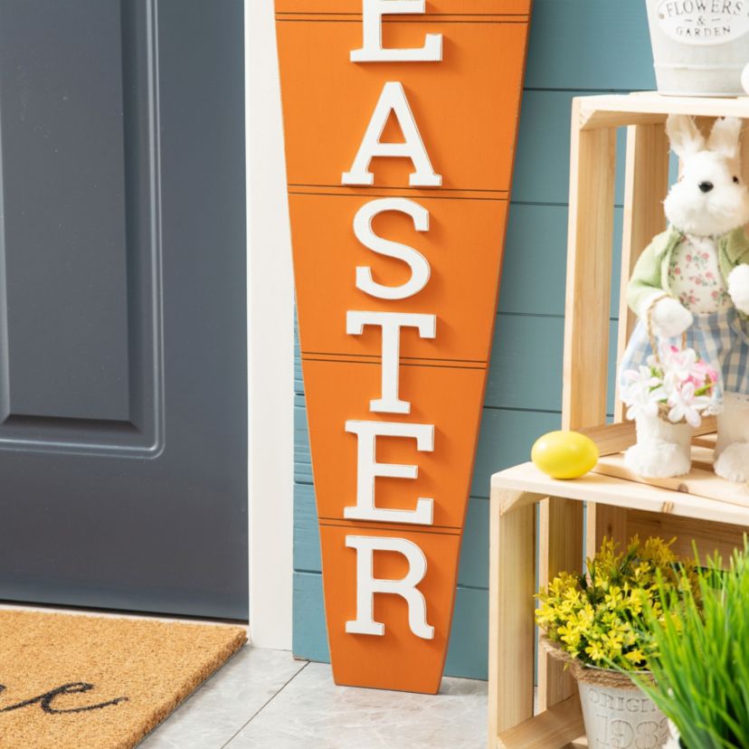 41.5"H Easter Wooden and Metal Carrot Porch Decor(KD)