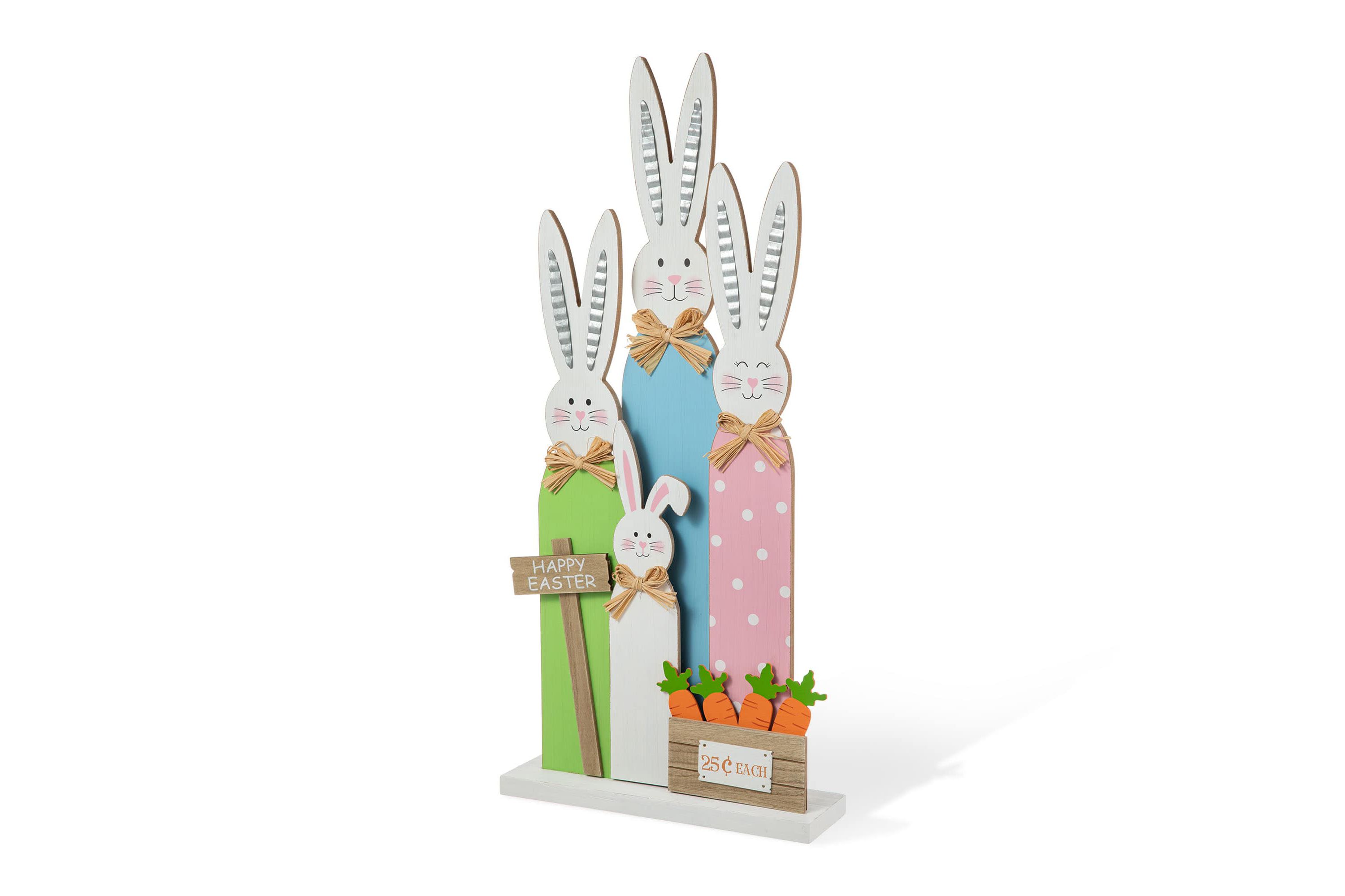 29.75"H Easter Wooden Bunny Family Porch Decor(KD)