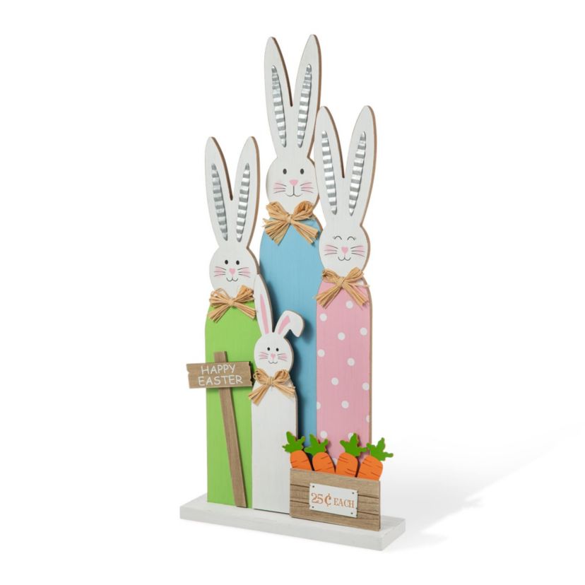 29.75"H Easter Wooden Bunny Family Porch Decor(KD)