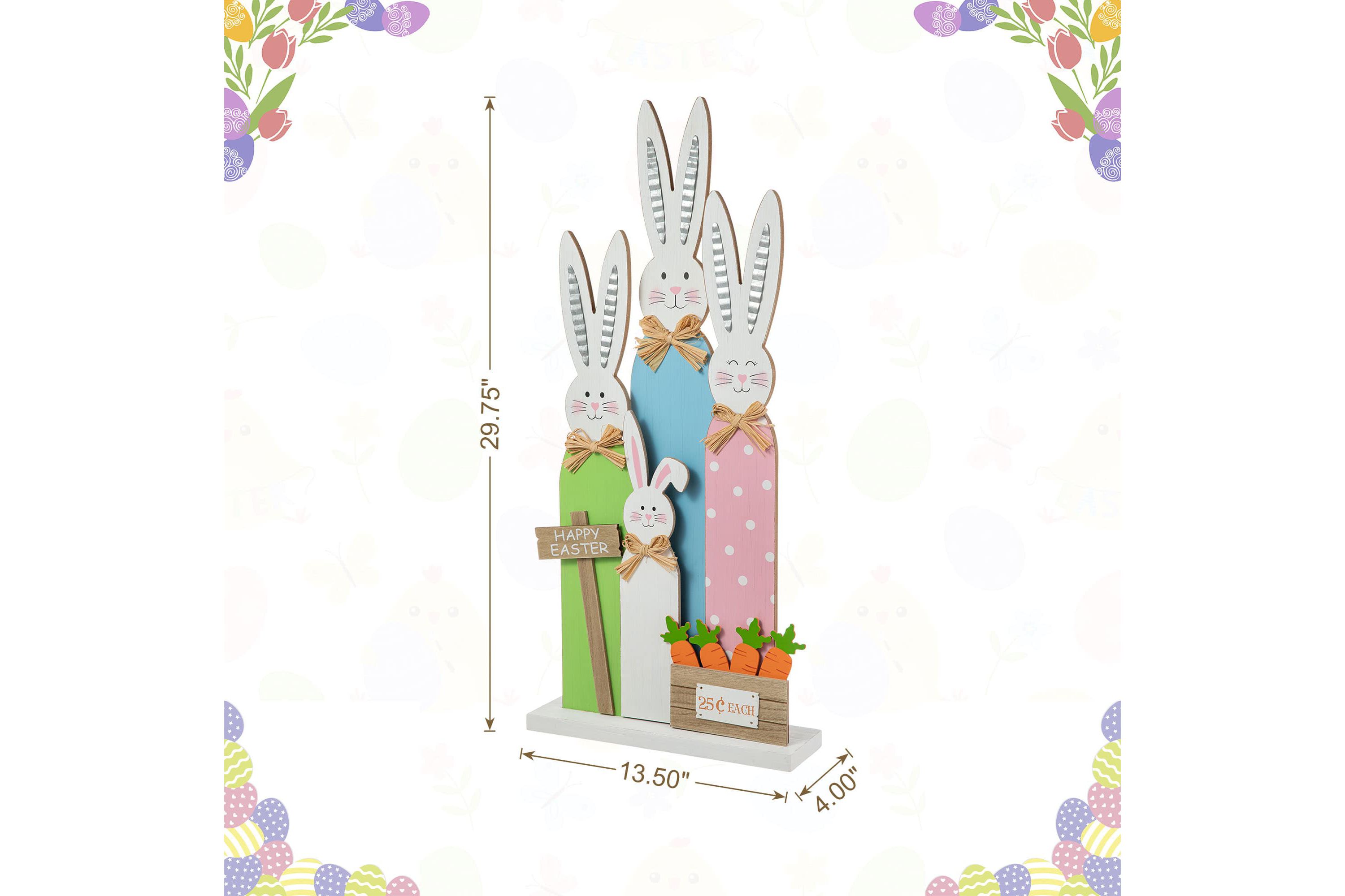 29.75"H Easter Wooden Bunny Family Porch Decor(KD)