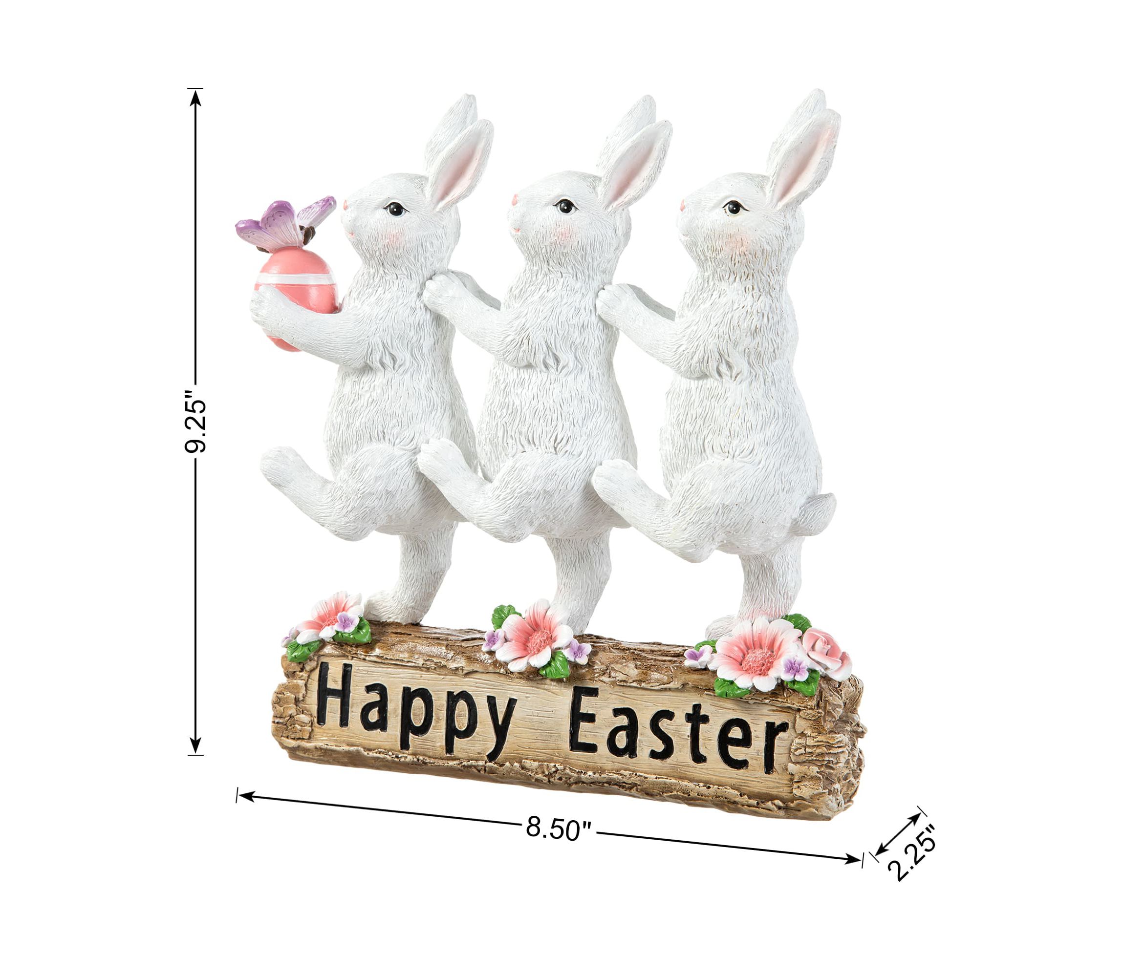 9.25"H Easter Resin Triple Bunny Table Decor