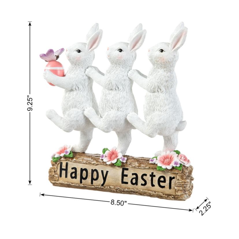 9.25"H Easter Resin Triple Bunny Table Decor