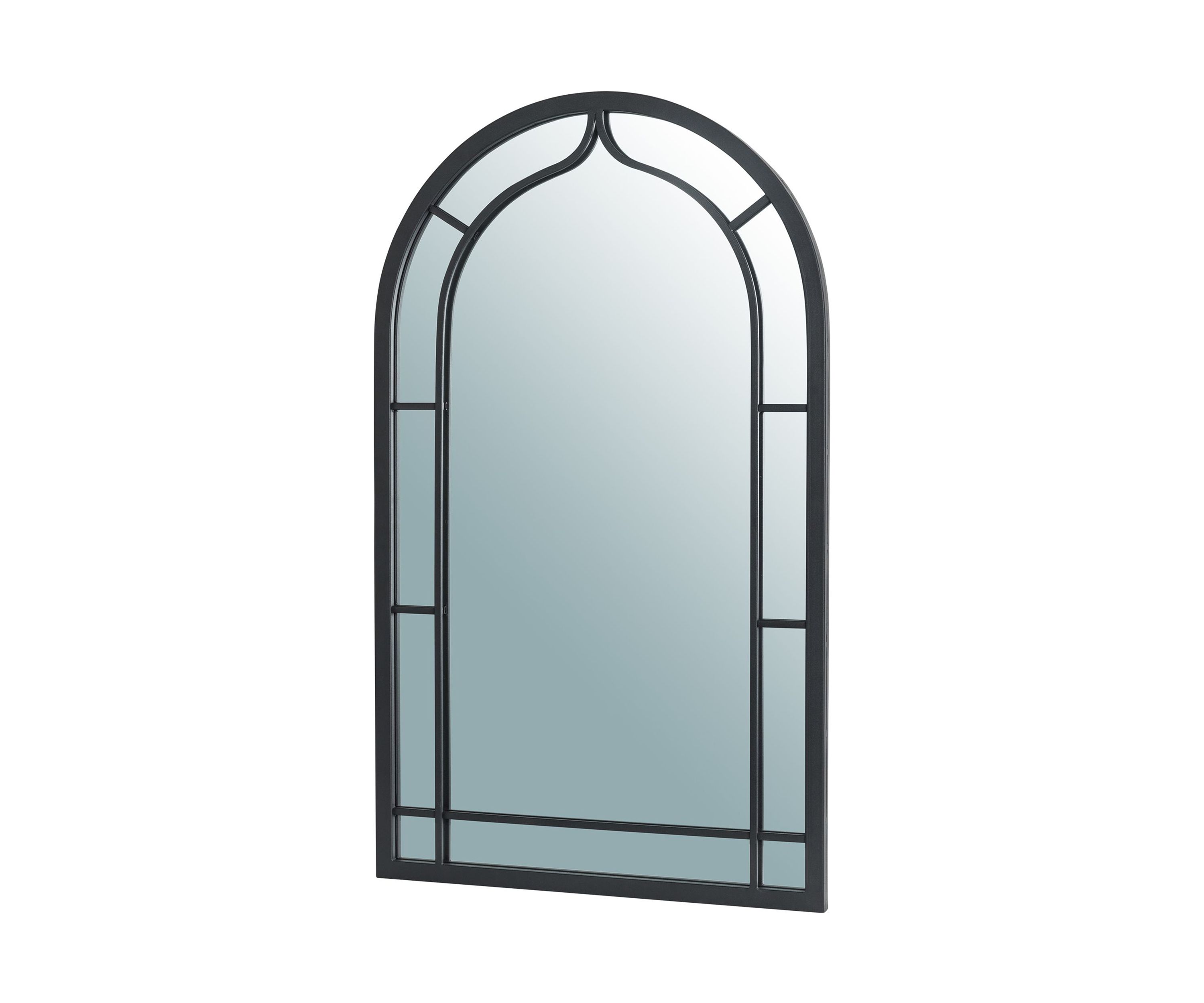 Oversized Black Metal/Glass Arched Wall Mirror