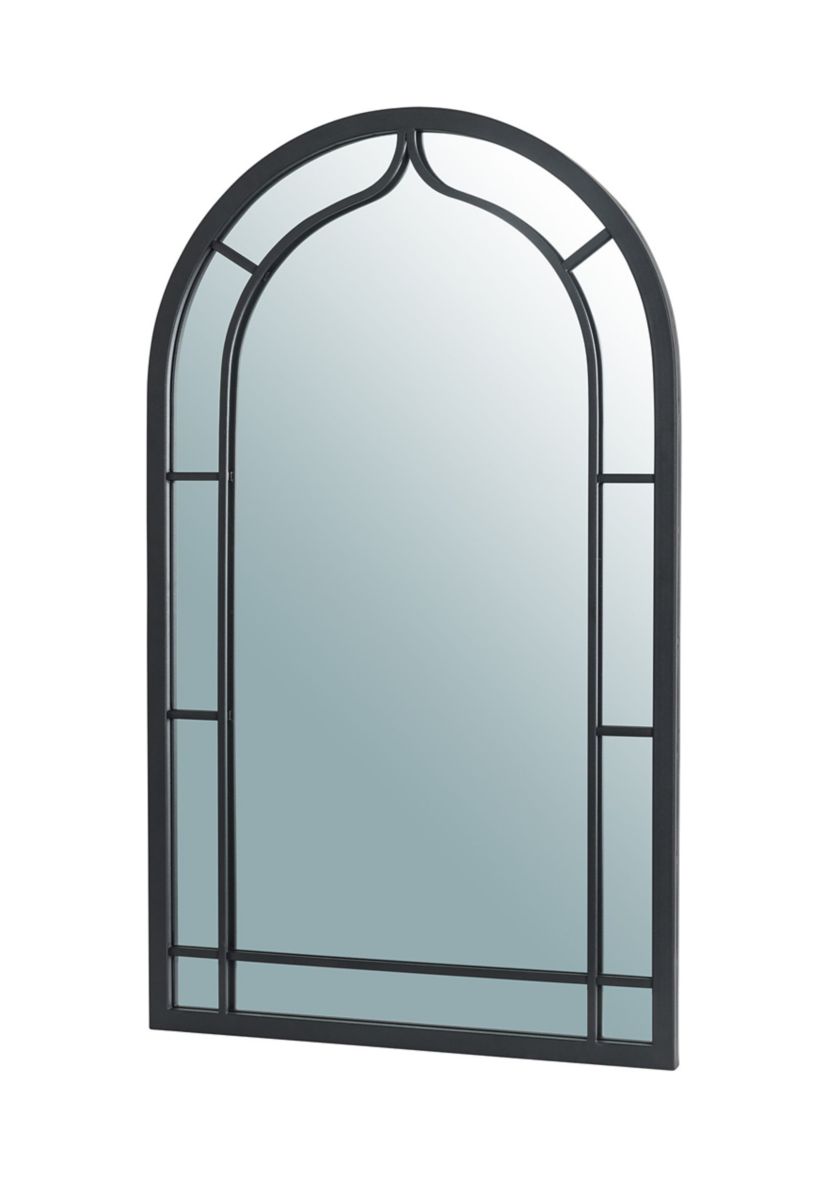 Oversized Black Metal/Glass Arched Wall Mirror