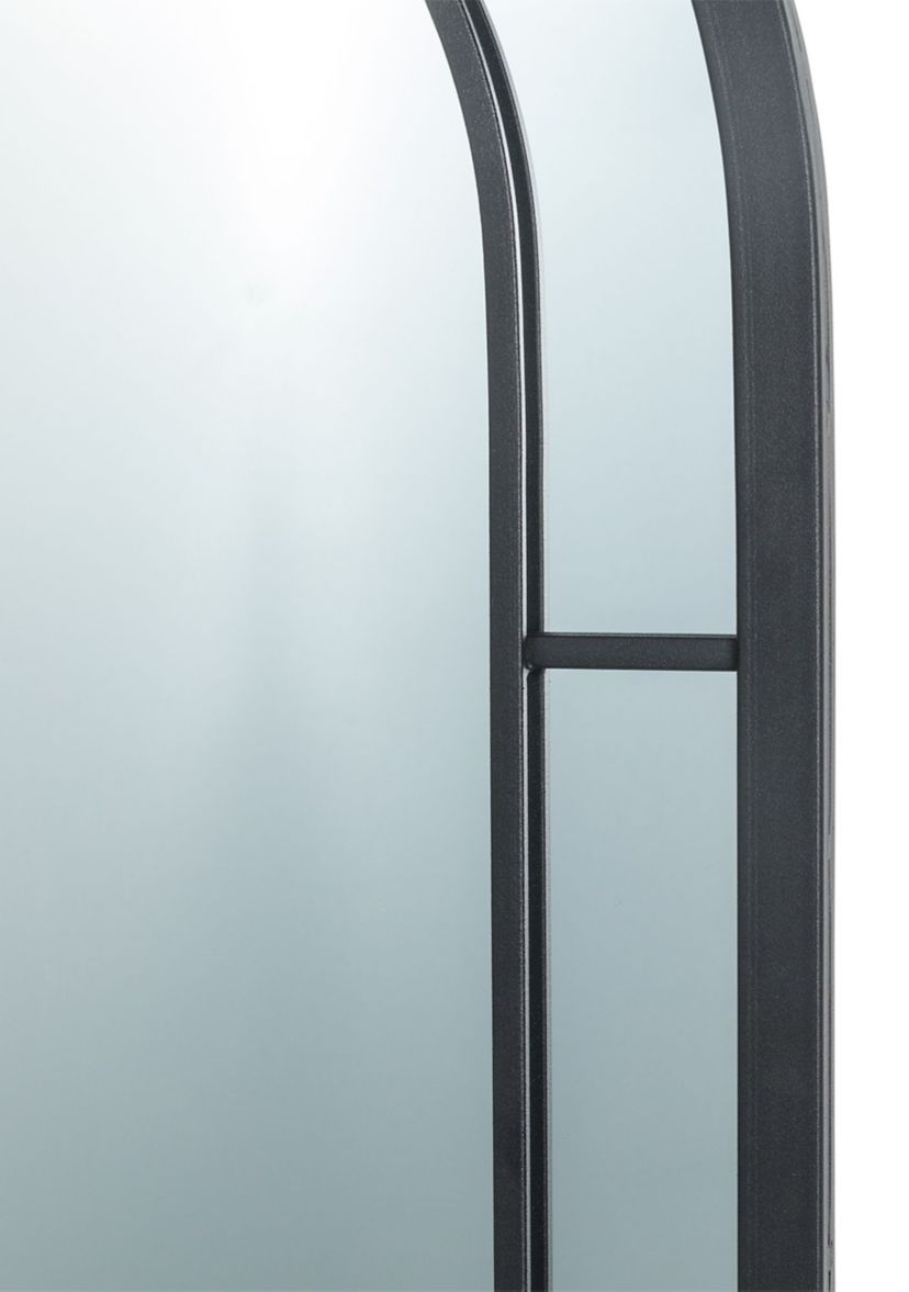 Oversized Black Metal/Glass Arched Wall Mirror