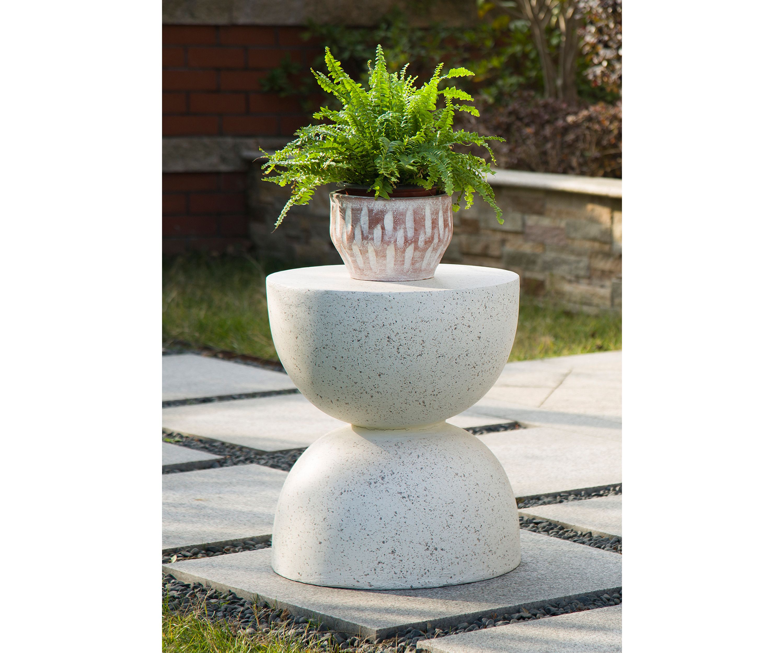 Multifunctional Faux Terrazzo Garden Stool & Accent Table