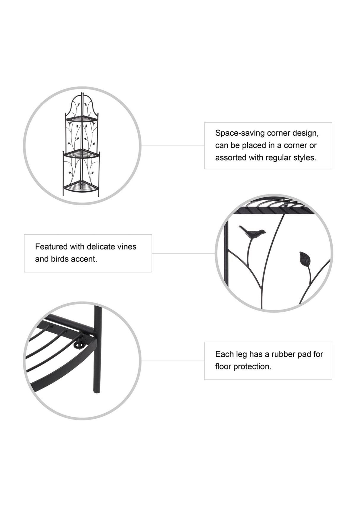 3-Tiered Metal Corner Shelf Plant Stand