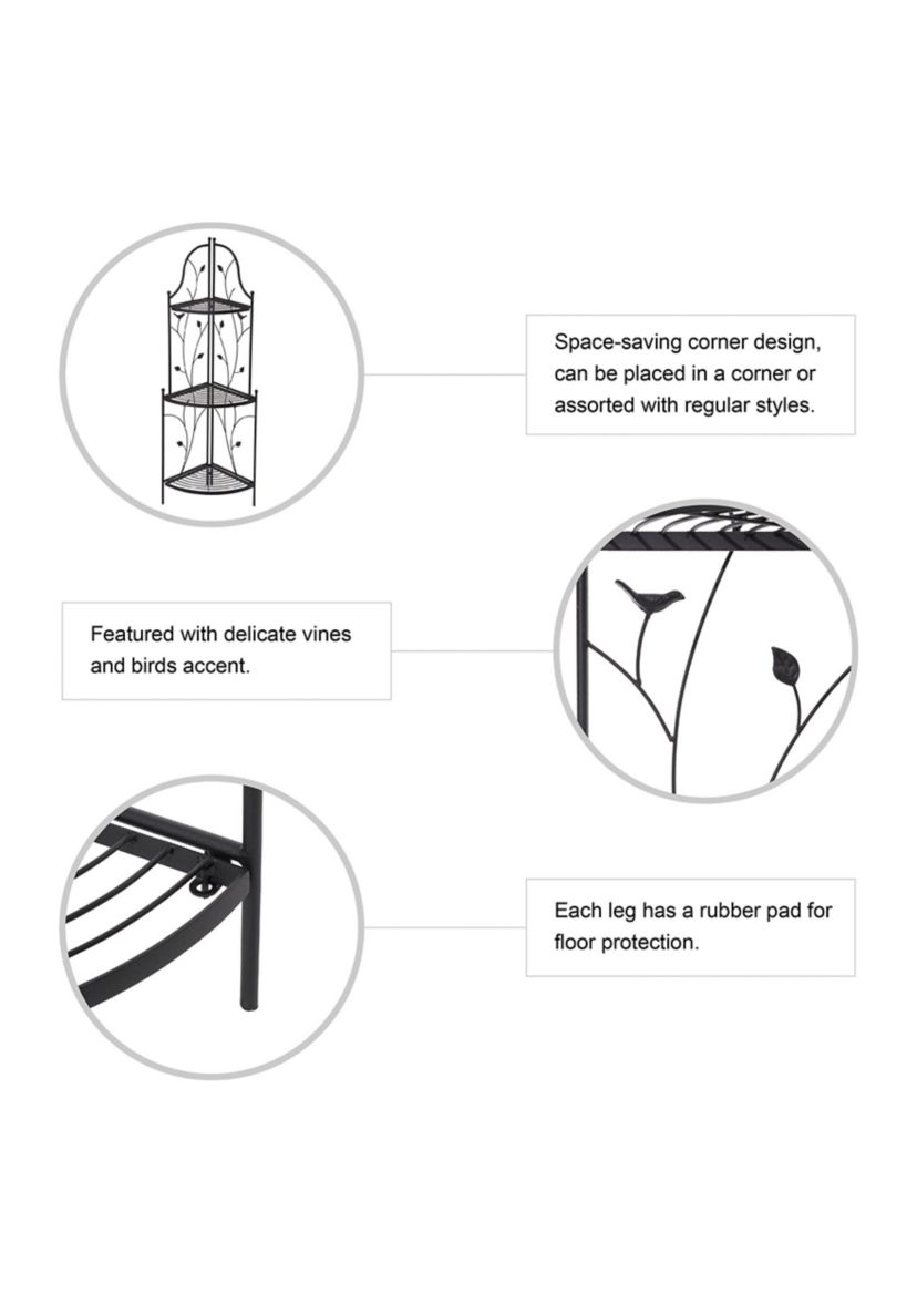 3-Tiered Metal Corner Shelf Plant Stand