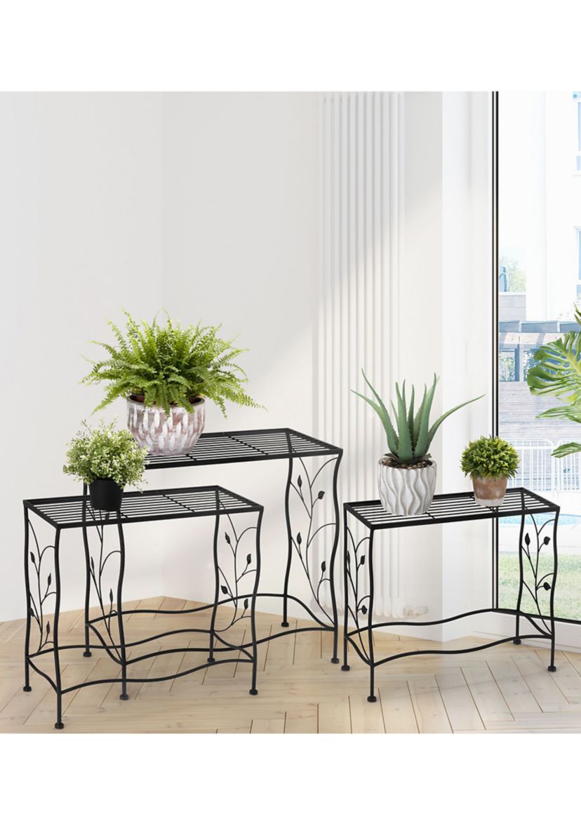 Set of 3 Rectangular Nesting Metal Plant Stand