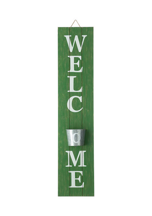 Glitz Home Wooden Washed &quot;WELCOME&quot; Porch Sign with