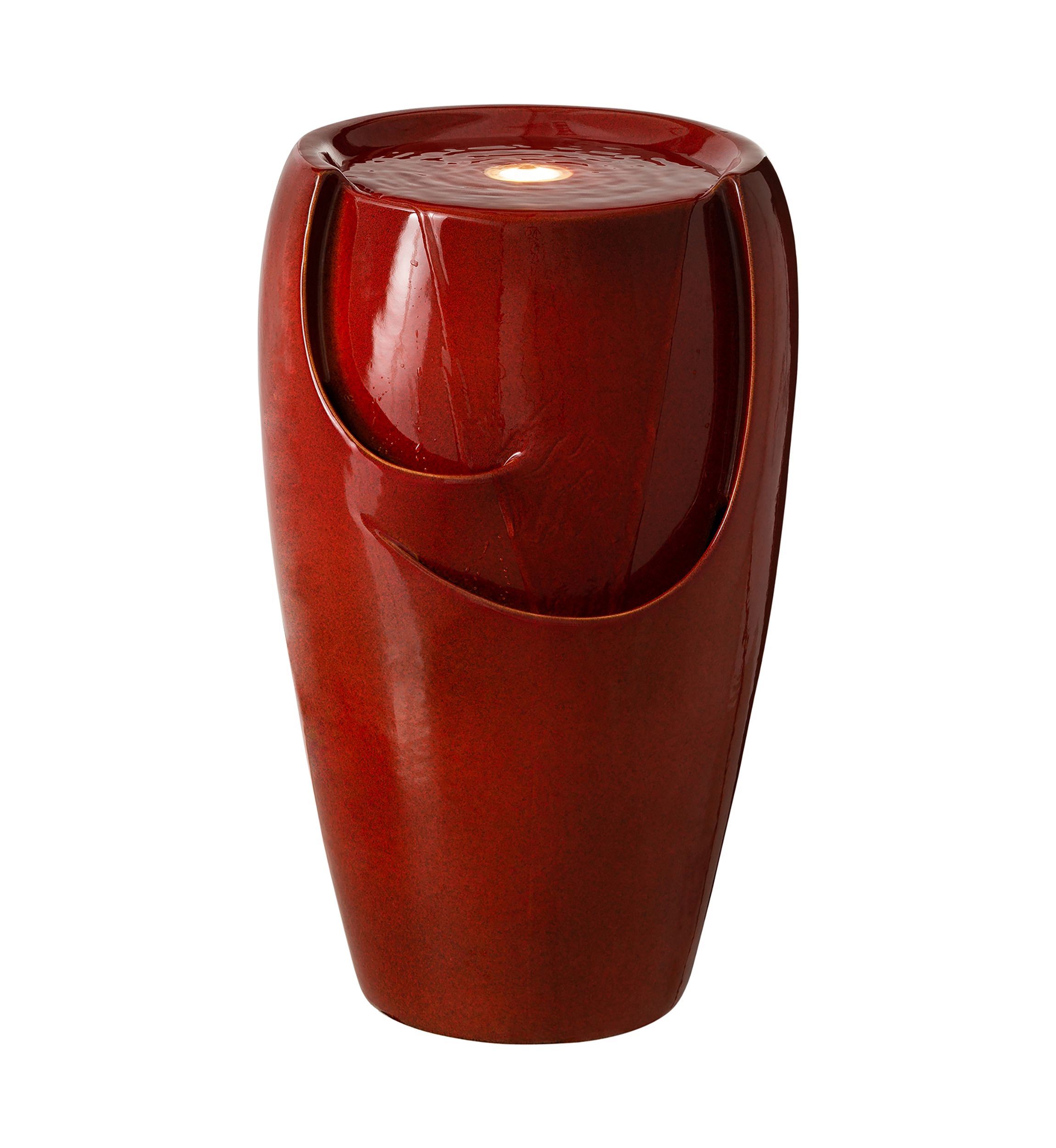 21.25 Inch Red Ceramic Pot LED Fountain
