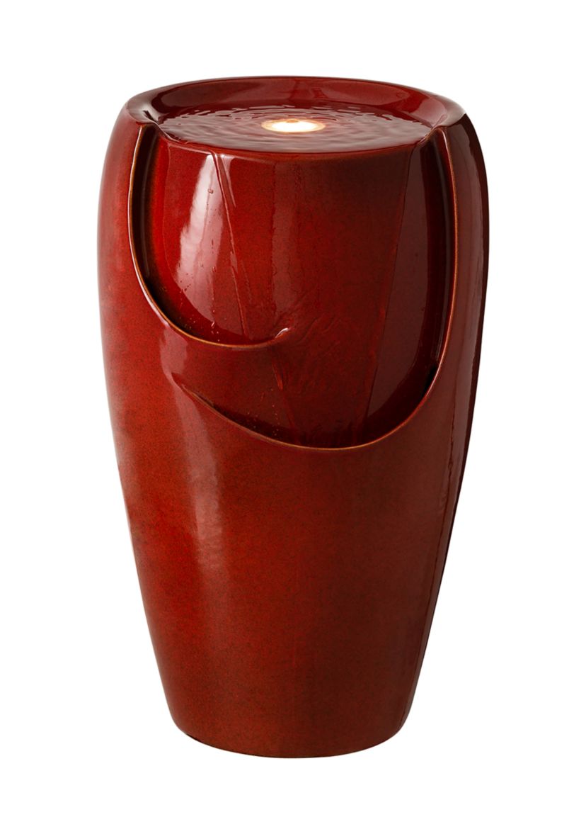 21.25 Inch Red Ceramic Pot LED Fountain
