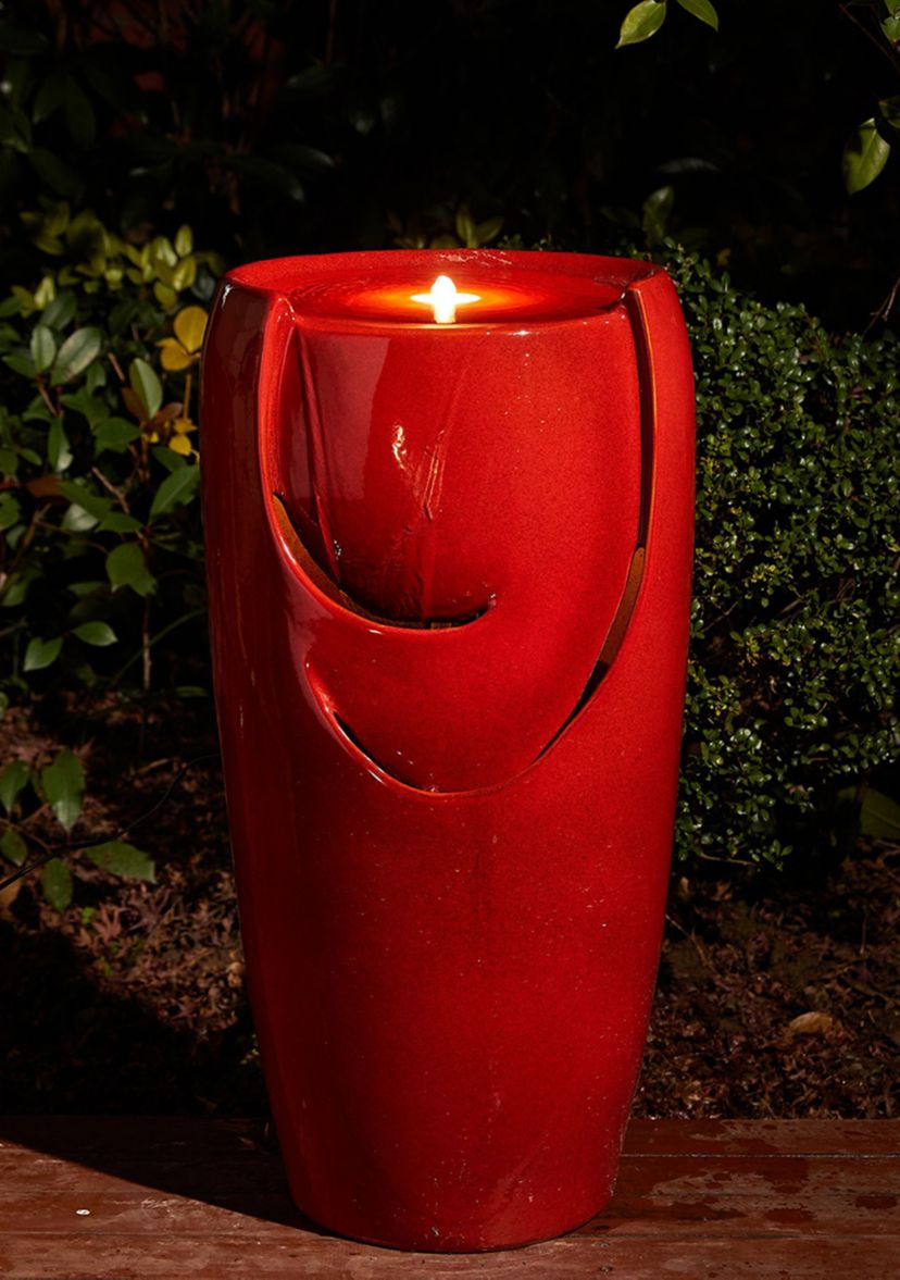 Oversized Ceramic Pot Fountain with Pump and LED Light