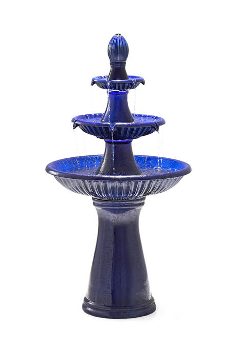 Glitz Home Oversized 3-Tier Ceramic Outdoor Fountain with