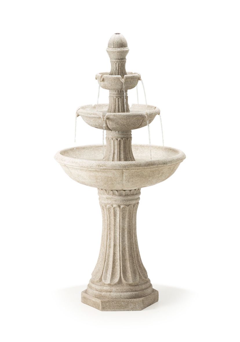 Oversized Terrazzo Resin 3-Tier Outdoor Fountain with Pump and Light