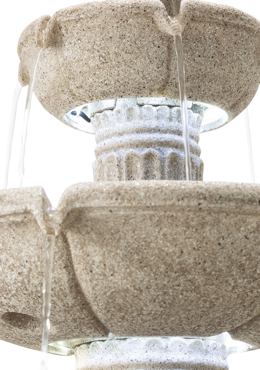 Oversized Terrazzo Resin 3-Tier Outdoor Fountain with Pump and Light